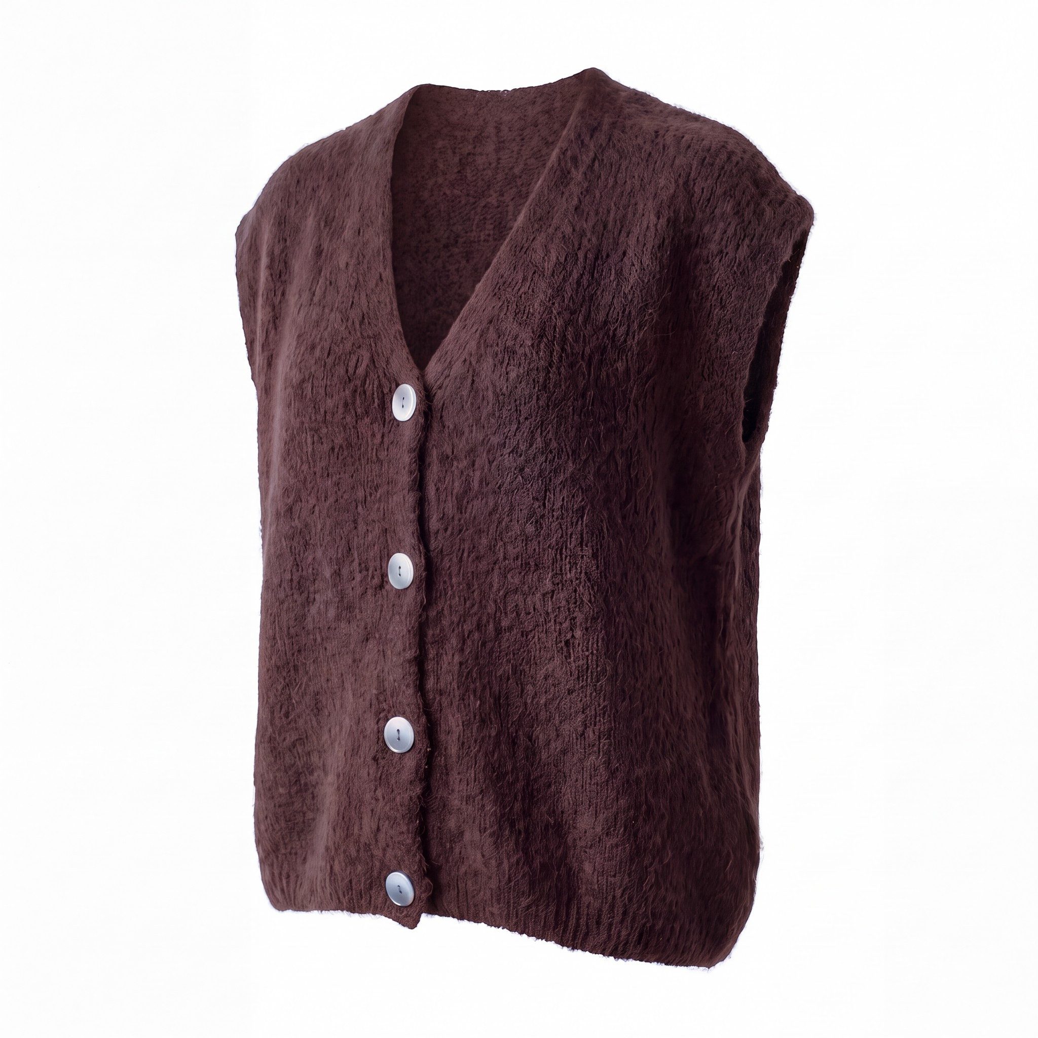 OriginalYou Strickweste Kurzweste Damen Flauschige Oversize-Weste V-Ausschnitt Oversize Look, geeignet für die Größe 38/42
