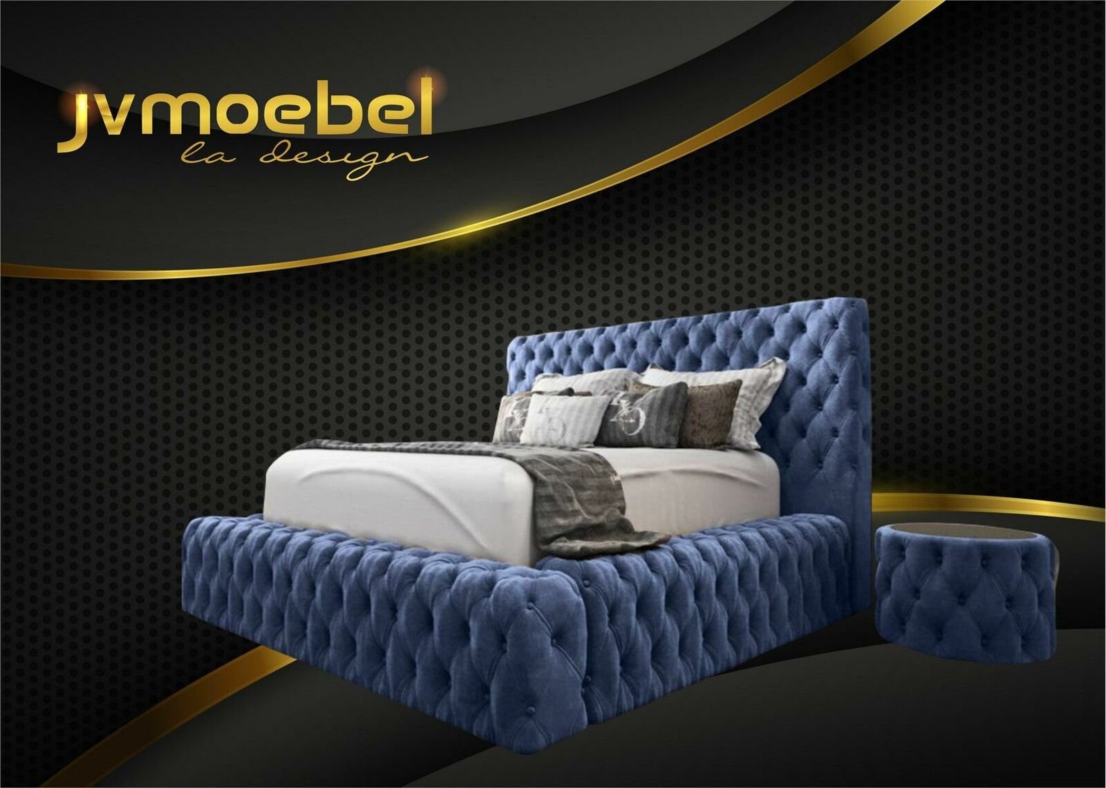JVmoebel Bett, Bett Textil Schlafzimmer Luxury Betten Chesterfield Möbel Blau Moderne