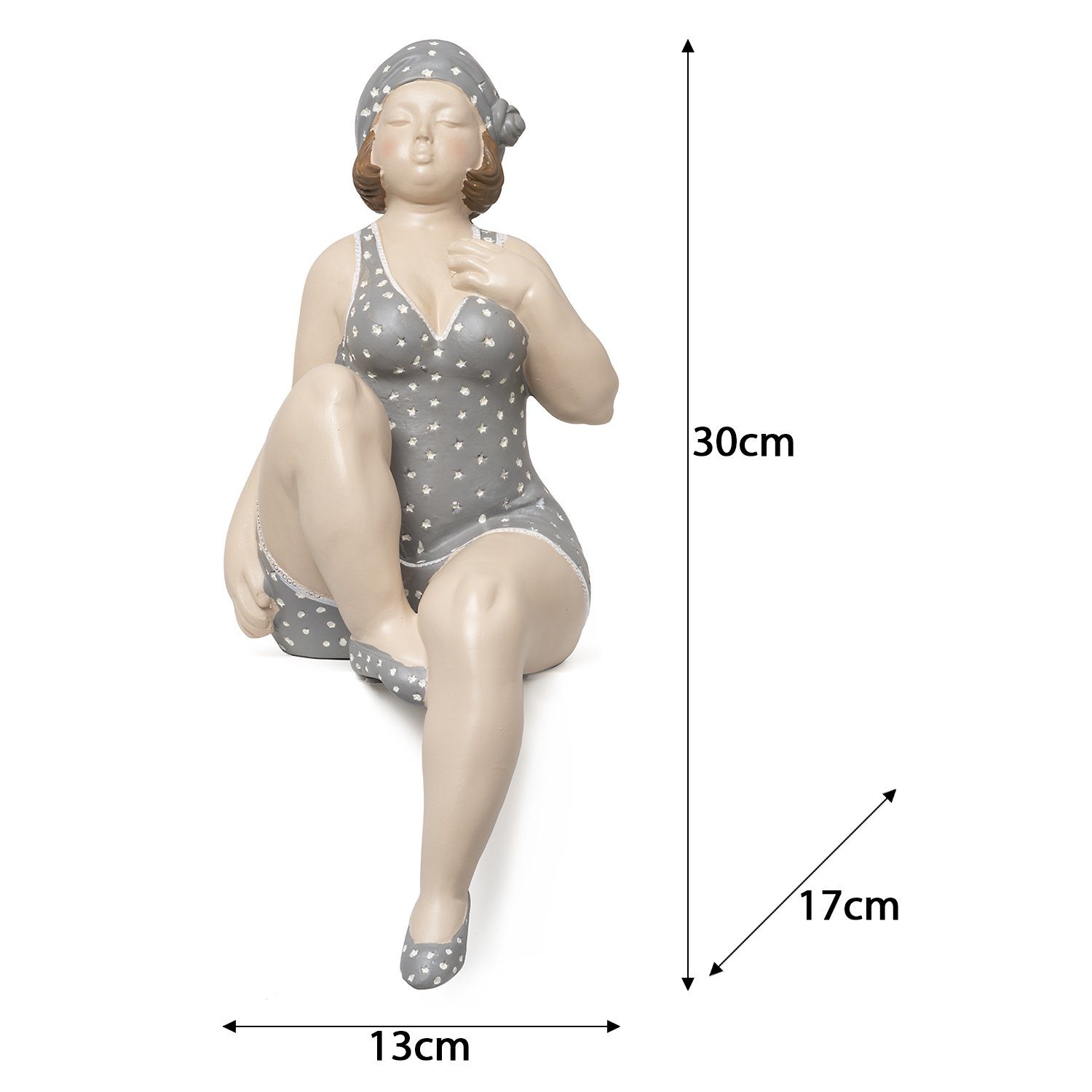 Moritz Dekofigur Dekofigur mollige Badenixe als Kantensitzer, Polyresin Figuren Deko Geschenk Geometrische TierFigur Modern Skulptur