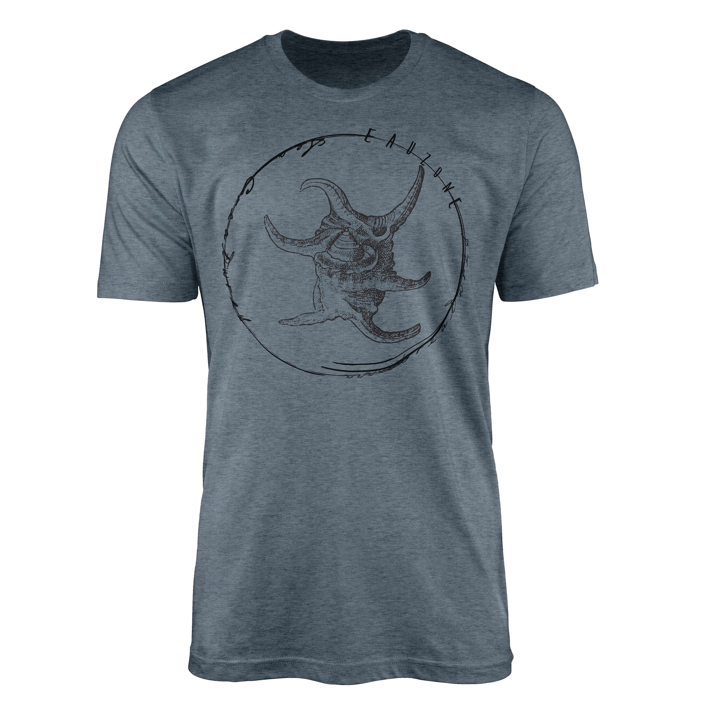 Sinus Art T-Shirt T-Shirt Tiefsee Fische - Serie: Sea Creatures, feine Struktur und sportlicher Schnitt / Sea 043 Indigo
