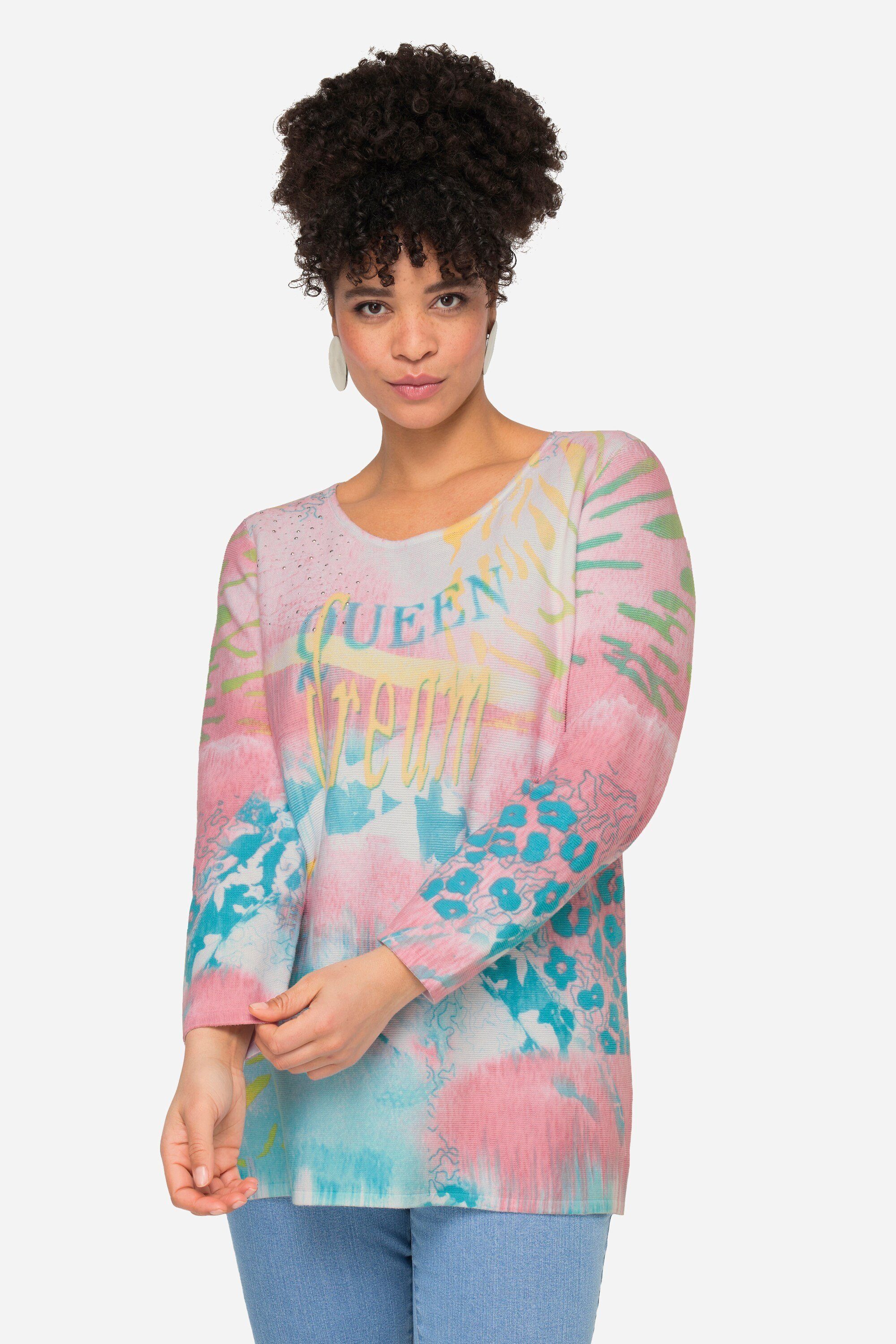 MIAMODA Strickpullover Pullover Alloverdruck Rundhals Langarm