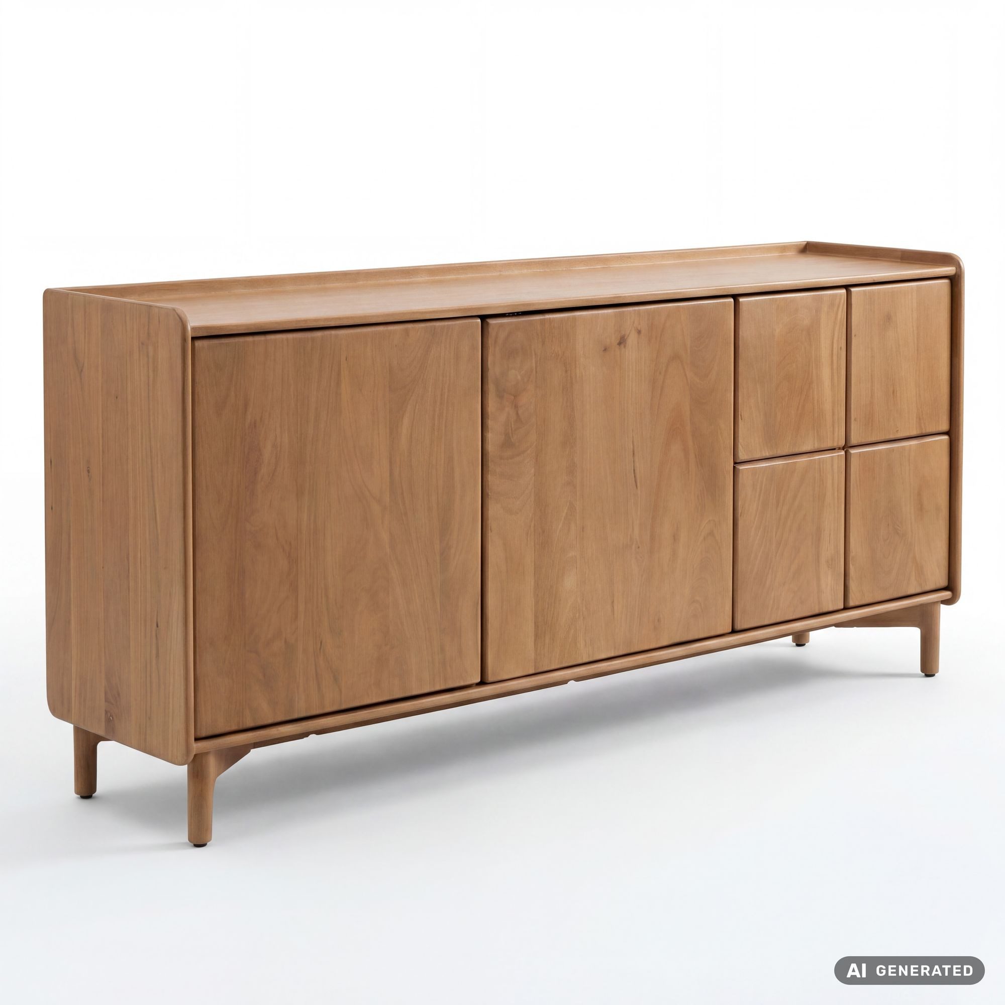 Wohnling Sideboard WL7.919 Anrichte 160cm Wohnzimmer Schrank Esszimmer Groß Modern (Massives Sideboard aus Mangoholz mit 3 Türen), Braune Holzkommode mit 6 Fächern Handmade