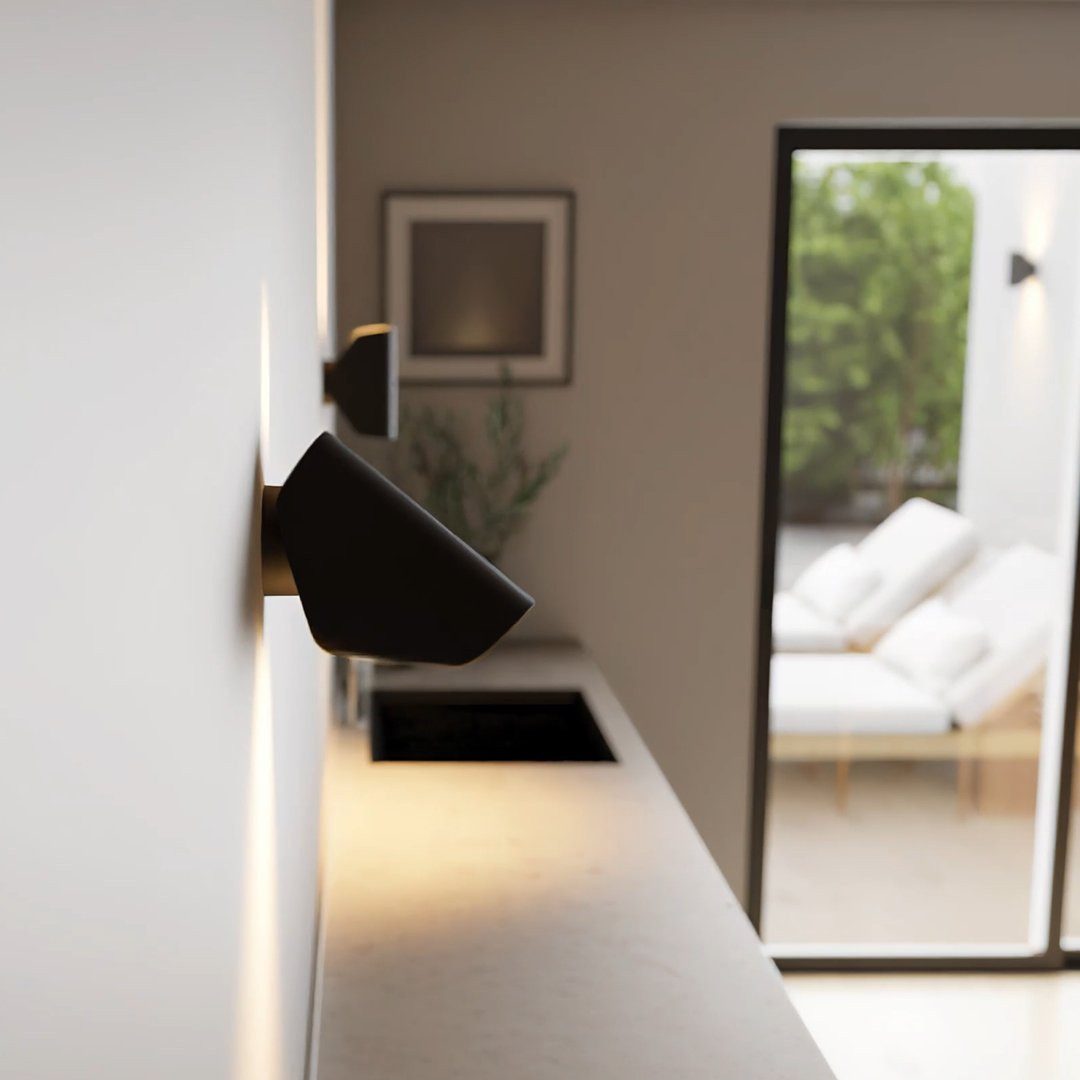 Neona LED Wandleuchte POLARIS Schwarz, Innovative 360° drehbares Leuchtelement und 45° Neigungsmöglichkeit, LED fest integriert, Warmweiß – Bild 4 von 5