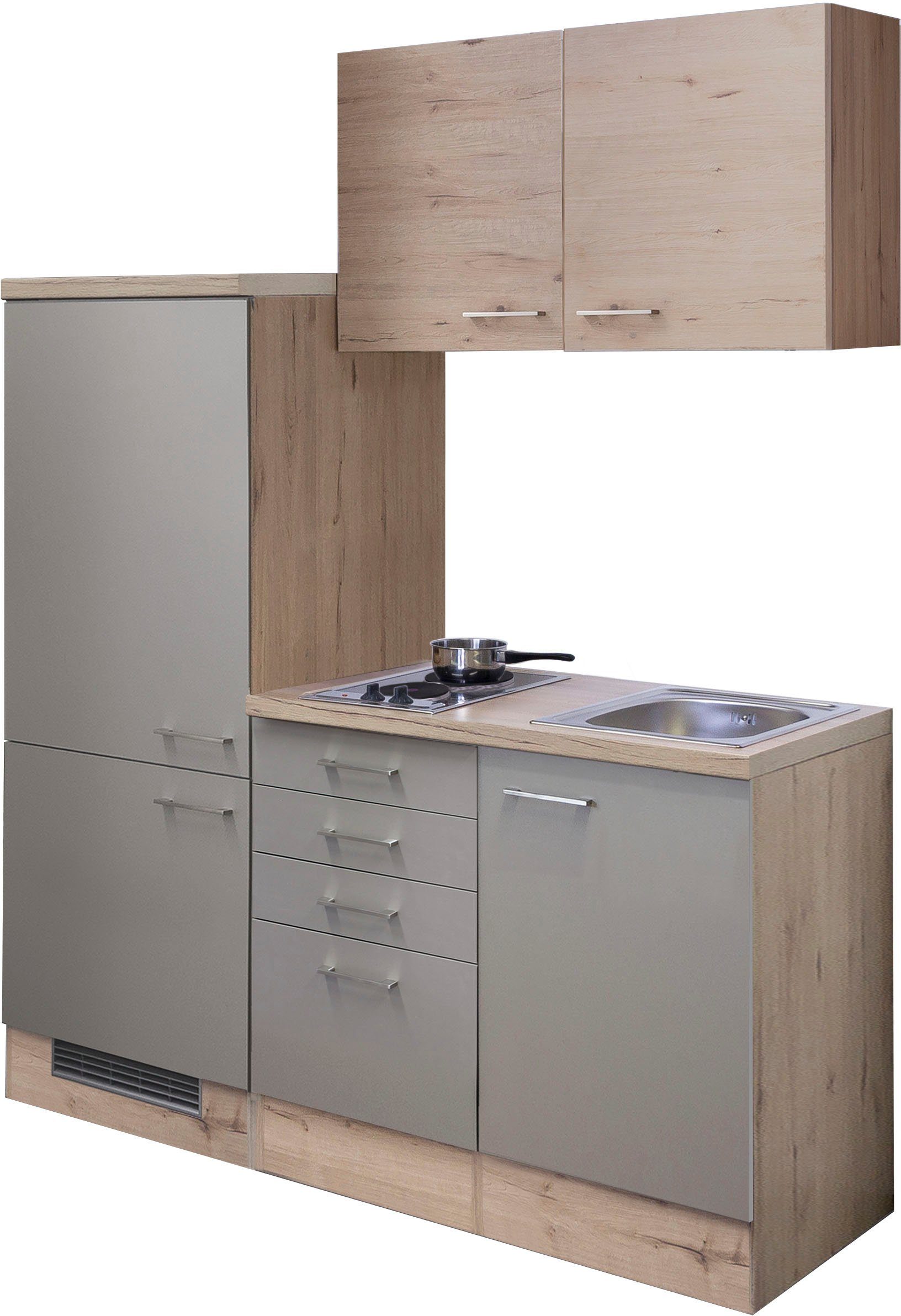 Flex-Well Küche Riva, Gesamtbreite 160 cm, mit Einbau-Kühlschrank, Kochfeld  und Spüle etc.