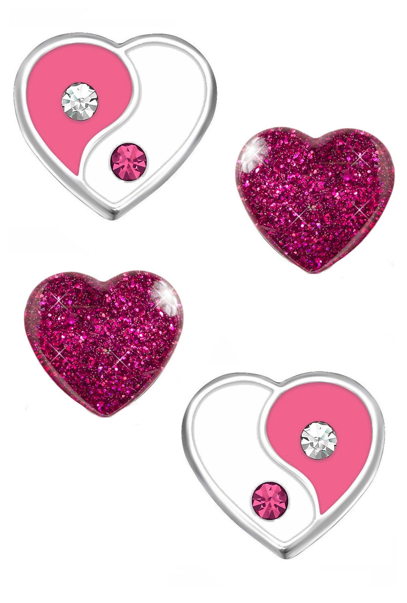 Limana Ohrstecker-Set Kinder Mädchen Damen Ohrringe echt 925 Silber Herz Edelstahl, Schmuck Geschenk Einschulung Schulanfang Nikolaus Weihnachten