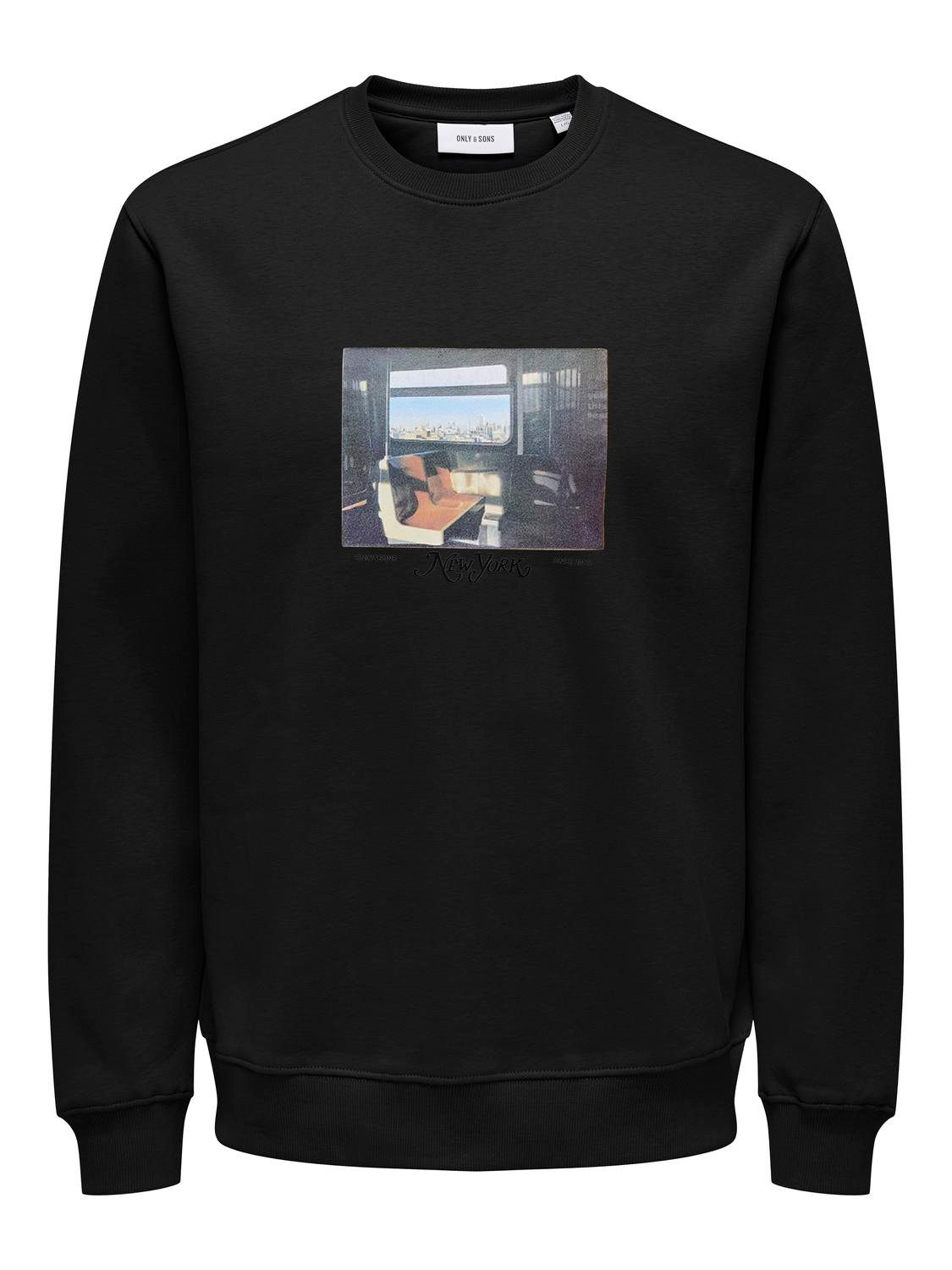 ONLY & SONS Sweatshirt mit Print Rundhals langarmig lässig ONSROBERT REG PHOTO CREW NECK SWT VD