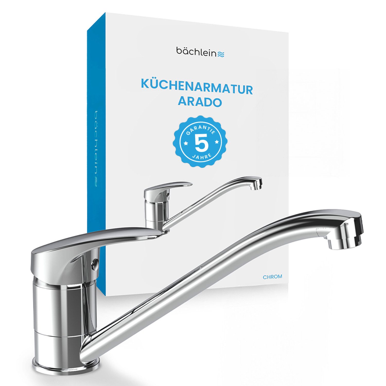 Bächlein Küchenarmatur Arado 360° schwenkbar - Spültischarmatur Keramikkartusche, Mischbatterie- Einhebelmischer