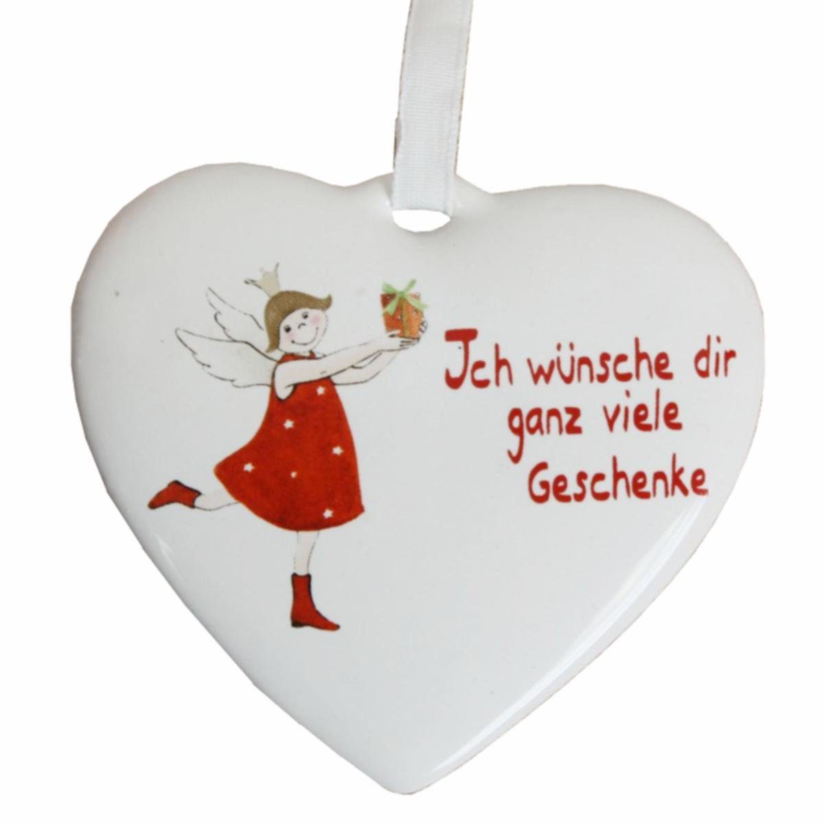 440s Christbaumschmuck 440s KeramikHerz Hänger mit Spruch Motiv Engel