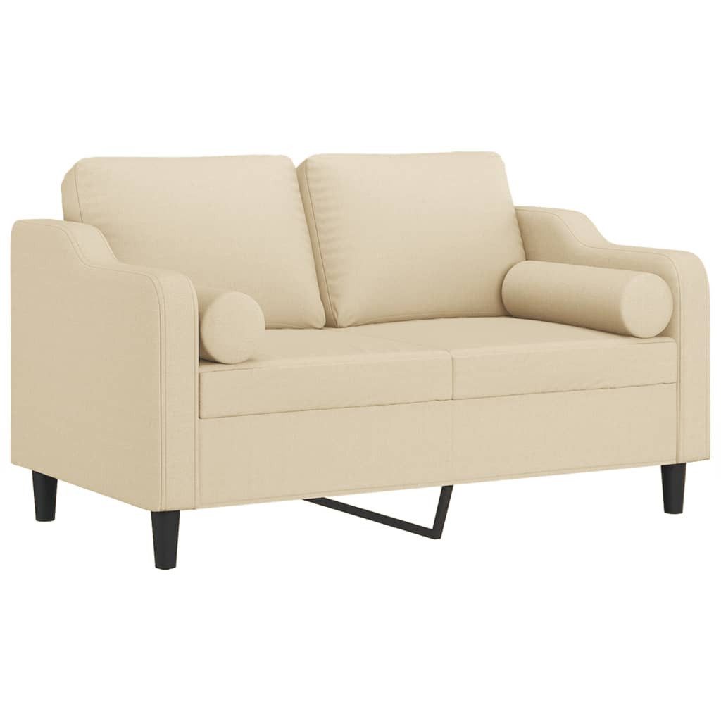 vidaXL Sofa 2-Sitzer-Sofa mit Zierkissen Creme 120 cm Stoff günstig online kaufen