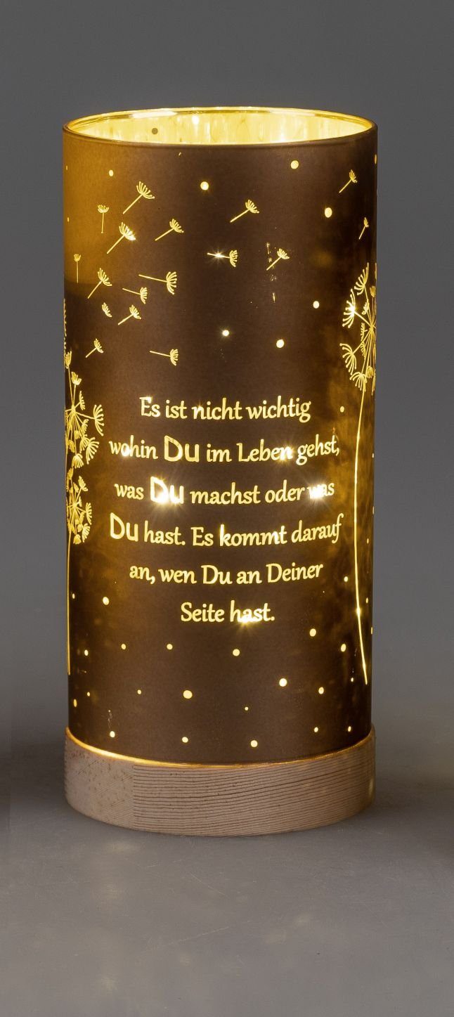 formano LED Dekolicht aus Glas mit Motiv und Spruch, LED fest integriert, Warmweiß