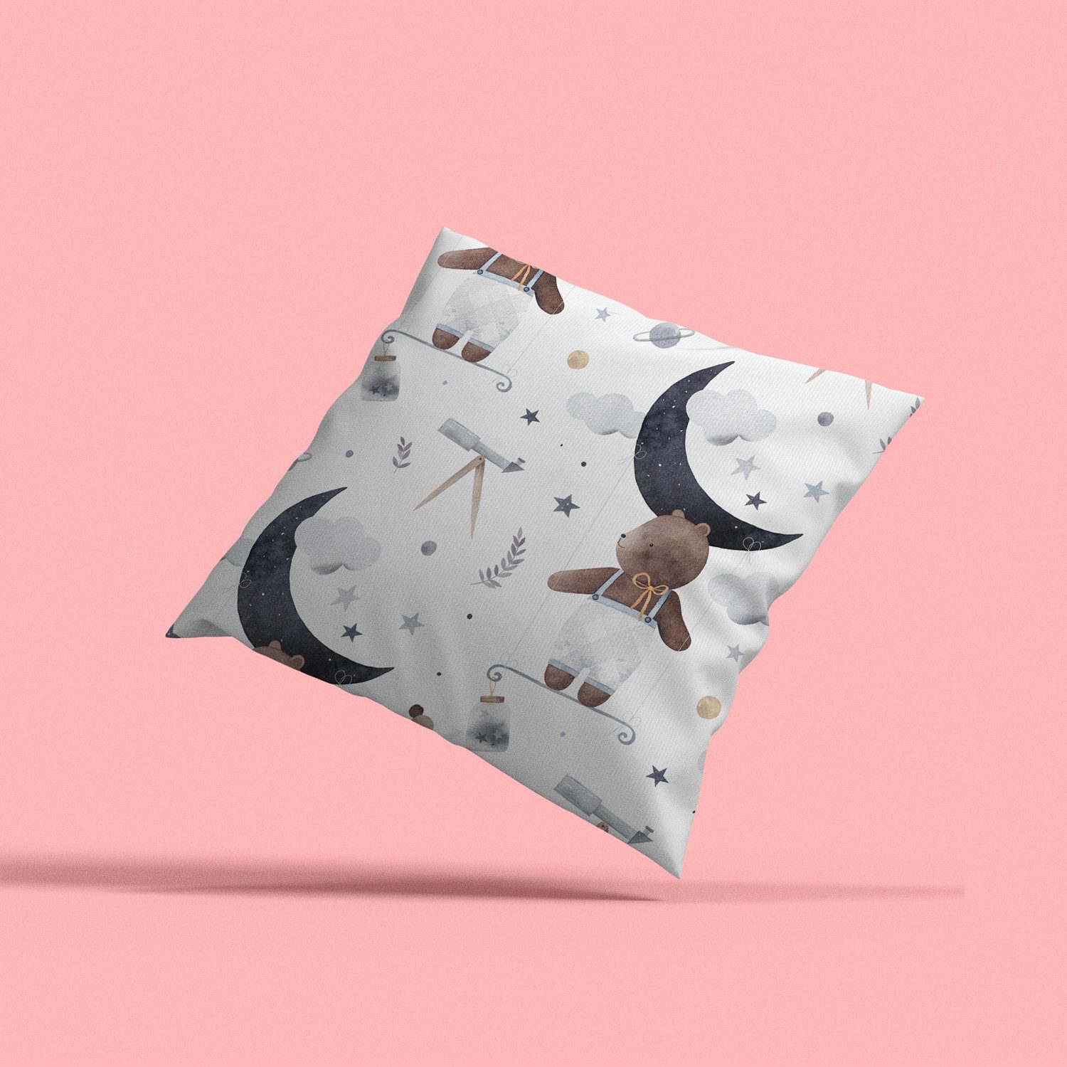 queence Dekokissen Bär am Sternenhimmel, Kissenhülle mit HD Premium Druck, geruchsneutral, 40x40cm