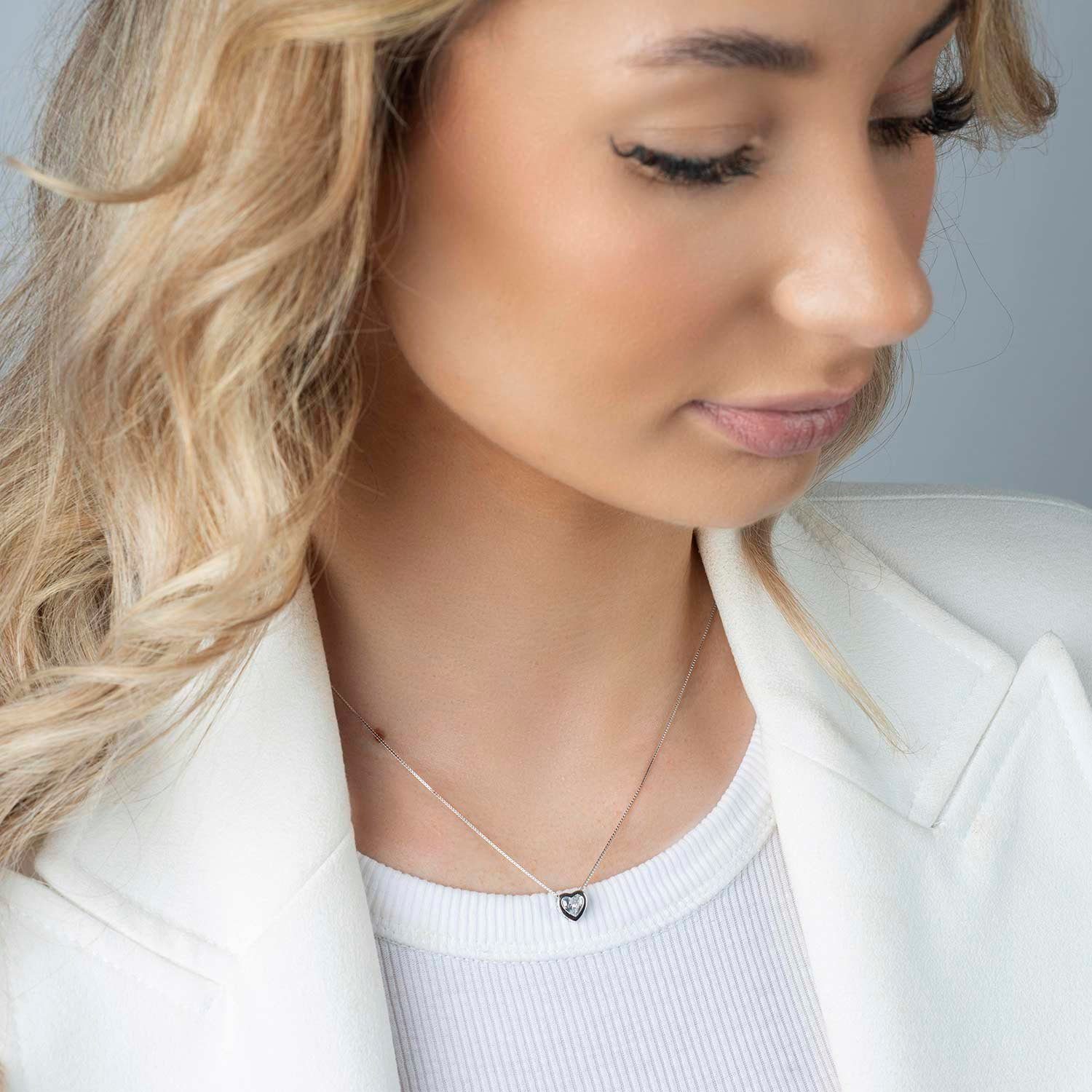 Materia Collierkettchen Damen Kette Herz Anhänger mit Zirkonia CO-49, aus 9 günstig online kaufen