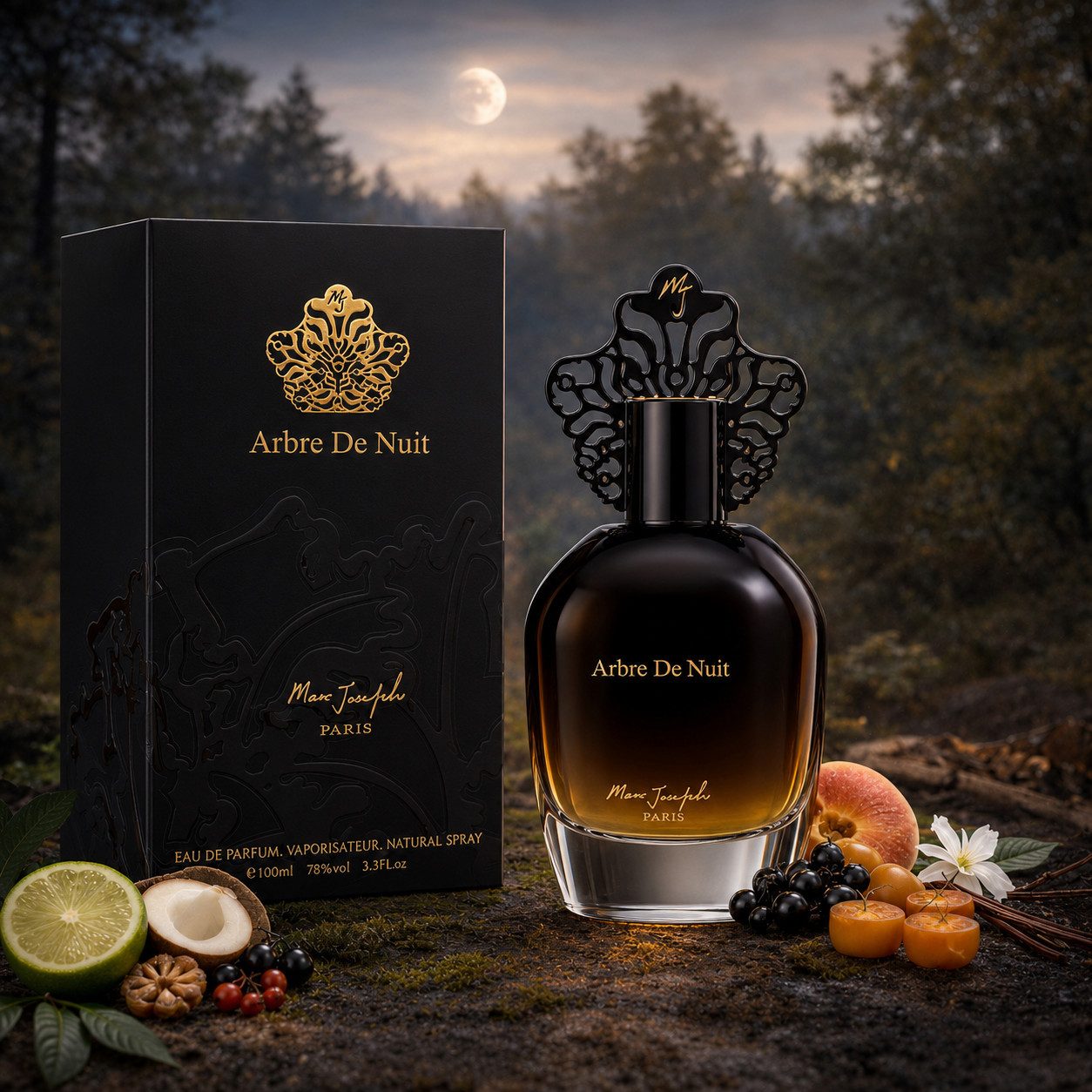 Marc Joseph Paris Eau de Parfum Arbre de Nuit Paris Luxus Damenduft; Fruchtig, Süß, Holzig, e100 ml, Hergestellt in Paris, Sehr Langanhaltend, Edle Verpackung