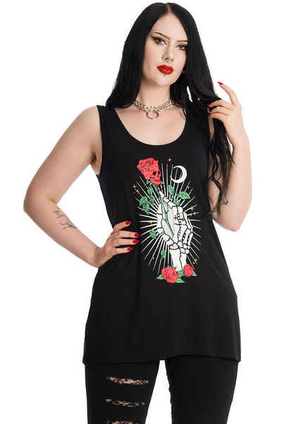 Banned Tanktop Gothic Top Ishtar Skeletthand & Rose