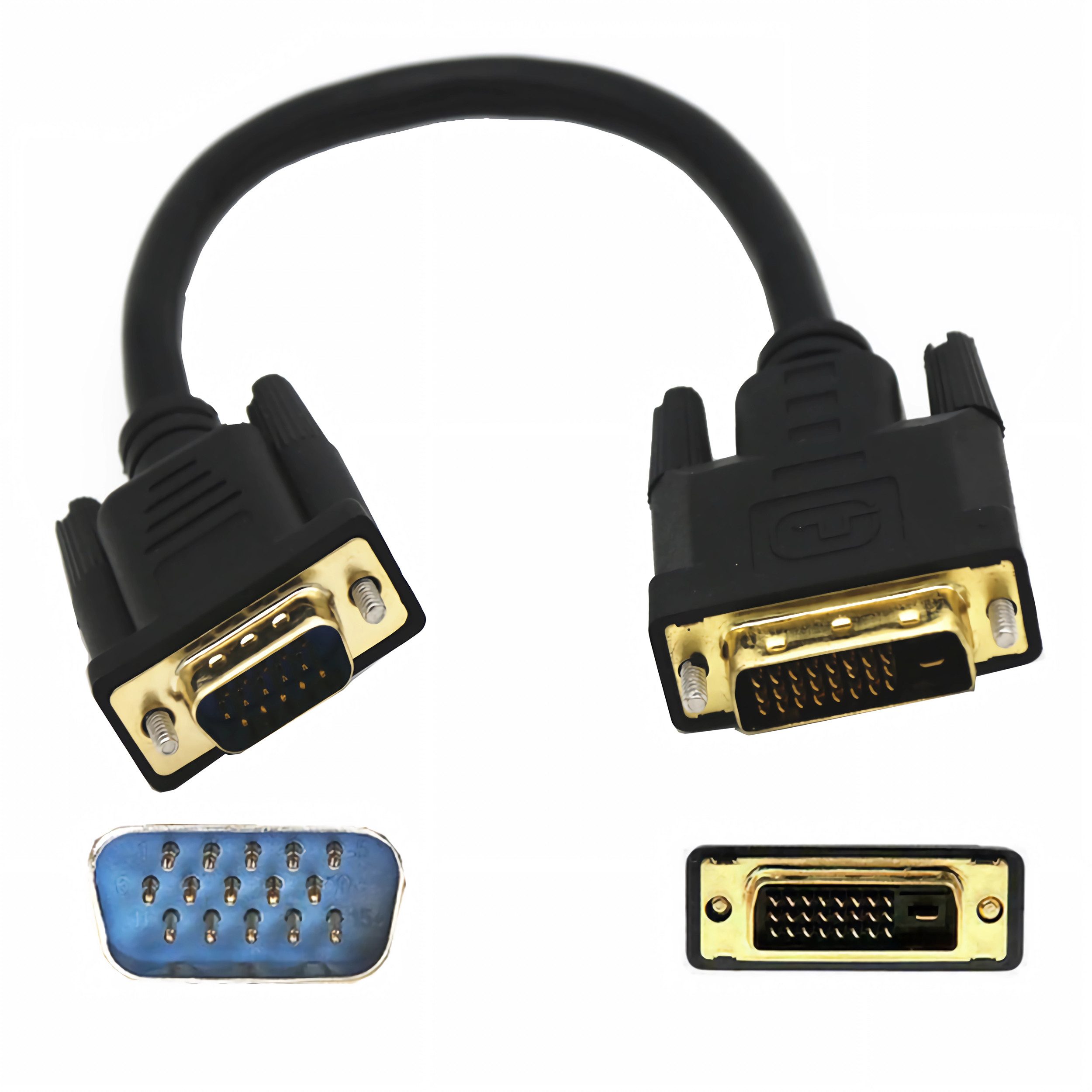 Bolwins O33 DVI-D VGA Adapterkabel 25cm 24+1 Stecker M/M, PC/Monitor HDTV/DVD Computer-Kabel, DVI-D 24+1 Pin Stecker, VGA 15-pol Stecker (25 cm), 25cm Kabel, 1080p Support, Plug&Play, robust verarbeitet