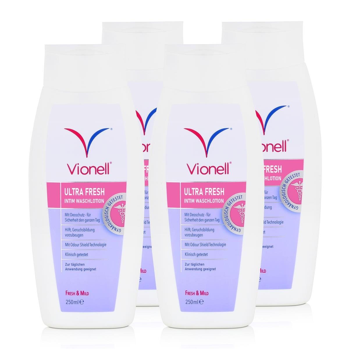Vionell Duschcreme Vionell Ultra Fresh Intim Waschlotion Fresh & Mild 250ml (4er Pack)