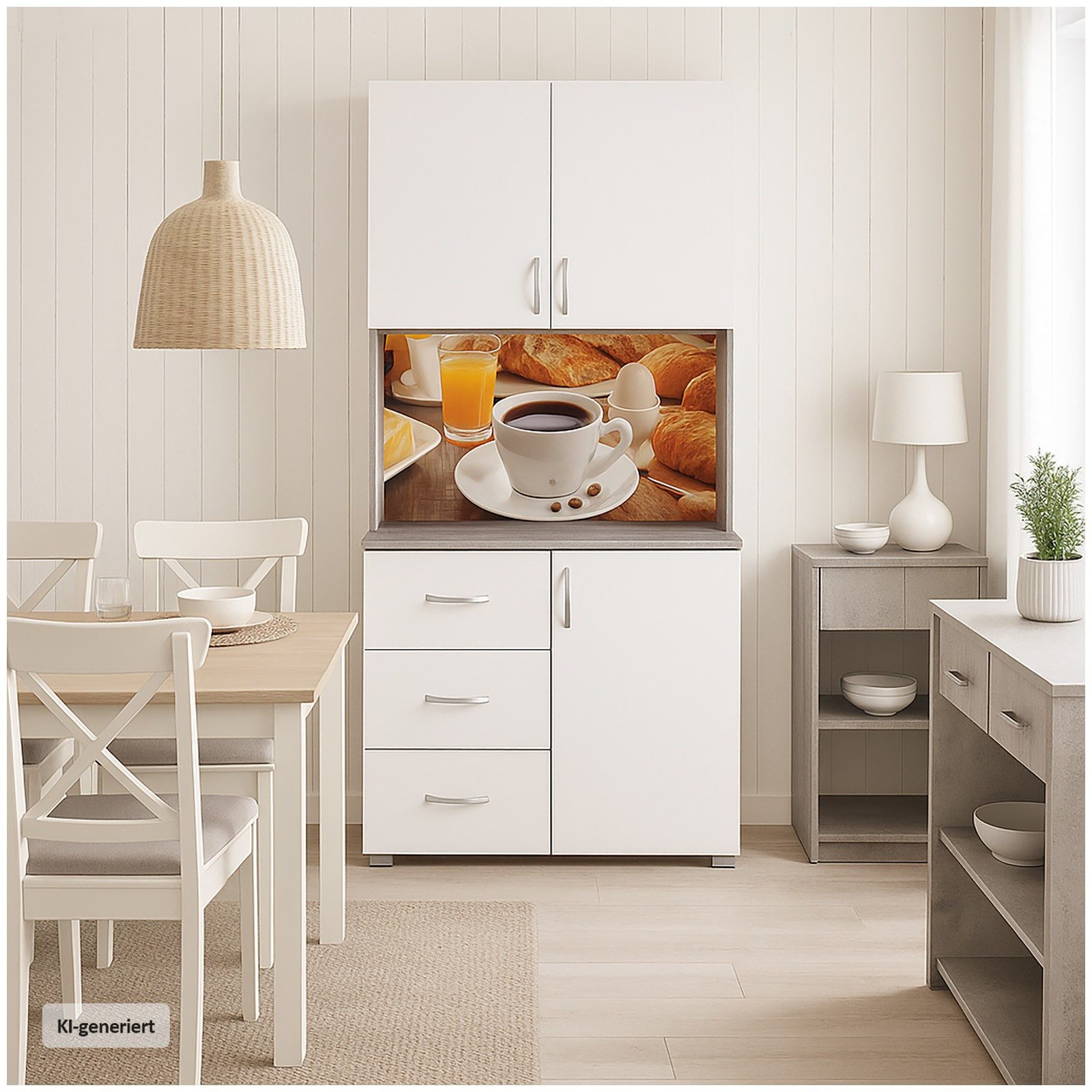 HTI-Living Hochschrank Küchenbuffet 3 Schubladen Blanca Bistro (Stück, 1-St., 1x Schrank Blanca, ohne Dekoration) Küchenschrank Hochschrank
