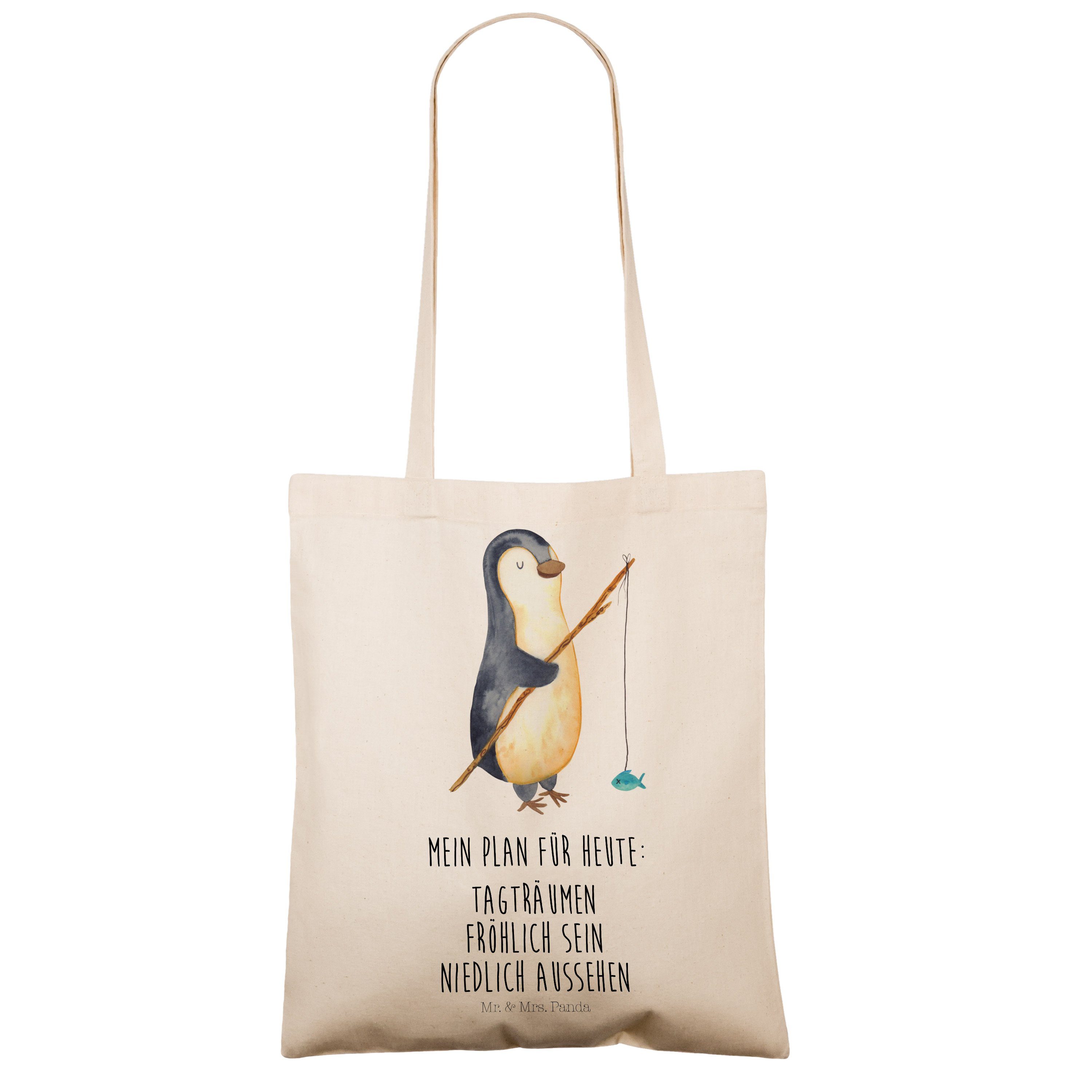 Mr. & Mrs. Angler Ange Einkaufstasche, Panda - Geschenk, - Beutel, Tragetasche Transparent (1-tlg) Pinguin