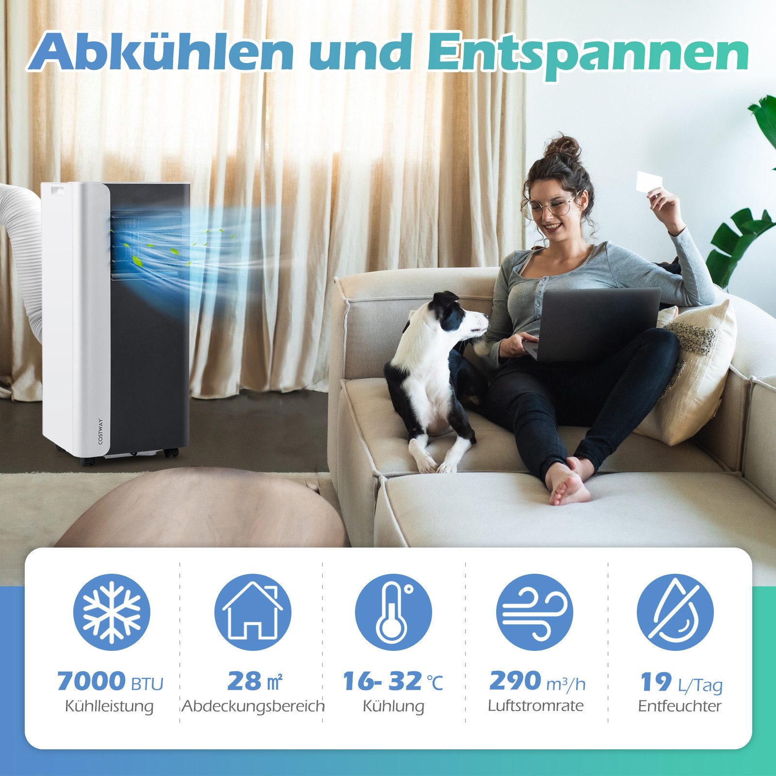 COSTWAY 3-in-1-Klimagerät 7000 BTU, Klimaanlage bis günstig online kaufen