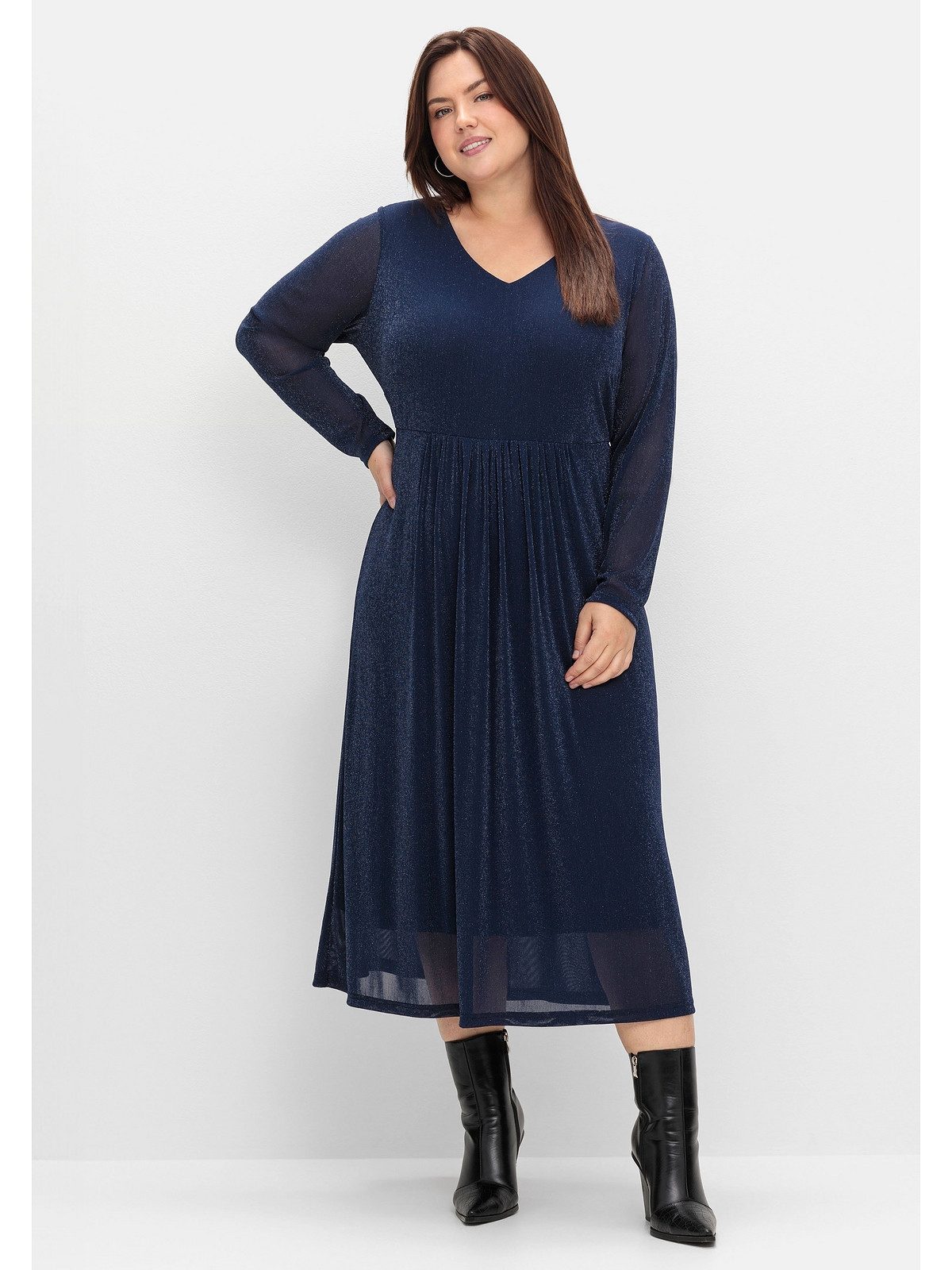 Sheego Partykleid Große Größen mit Mesh günstig online kaufen