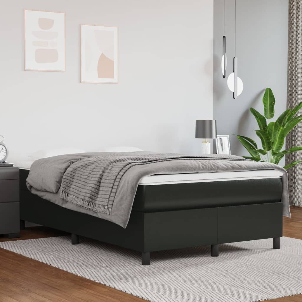 vidaXL Boxspringbett, Boxspringbett mit Matratze Schwarz 120x200 cm Kunstle günstig online kaufen