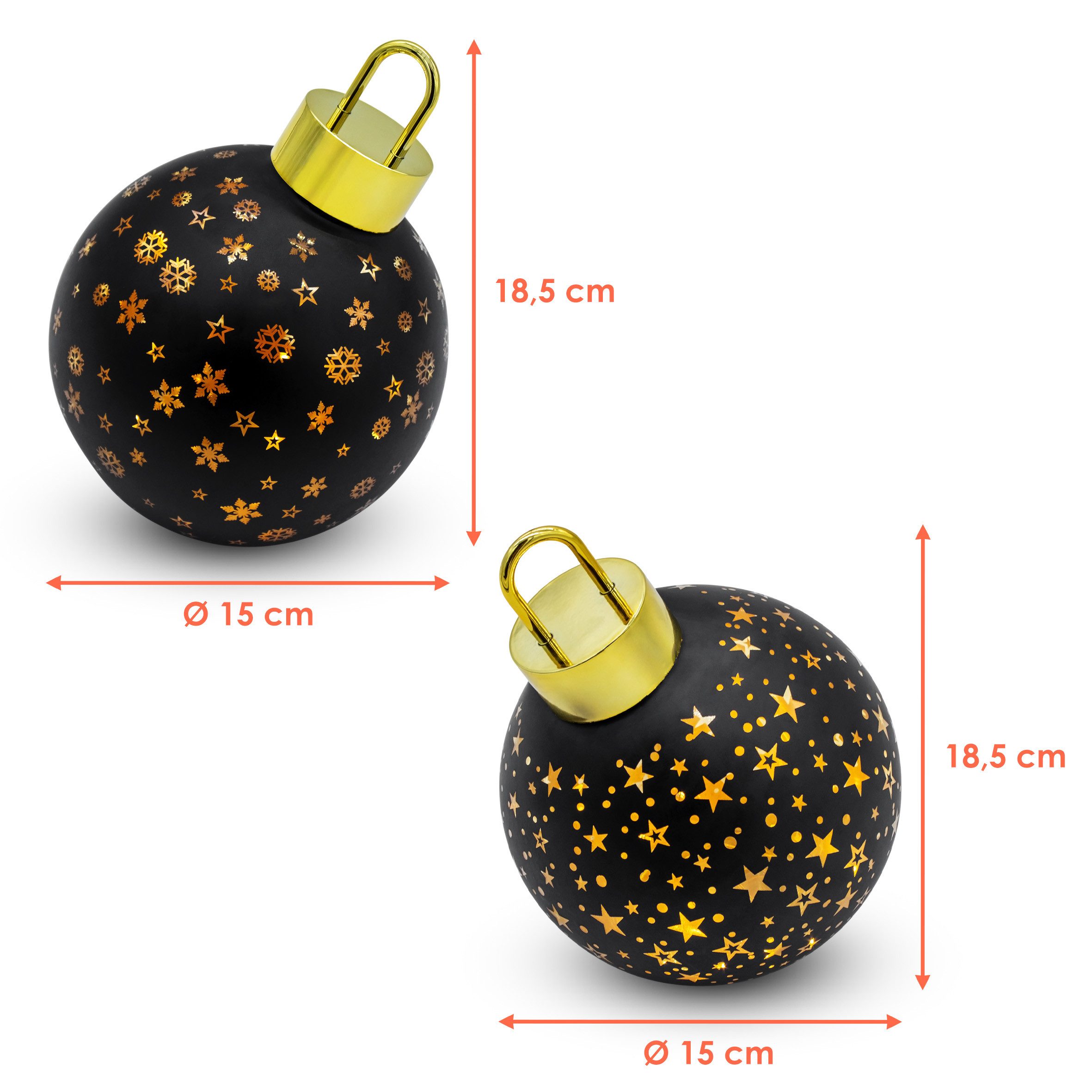 Spetebo LED-Dekofigur LED Weihnachtskugel zum Stellen matt schwarz (Anzahl, 1 St., Stück), mit Timer