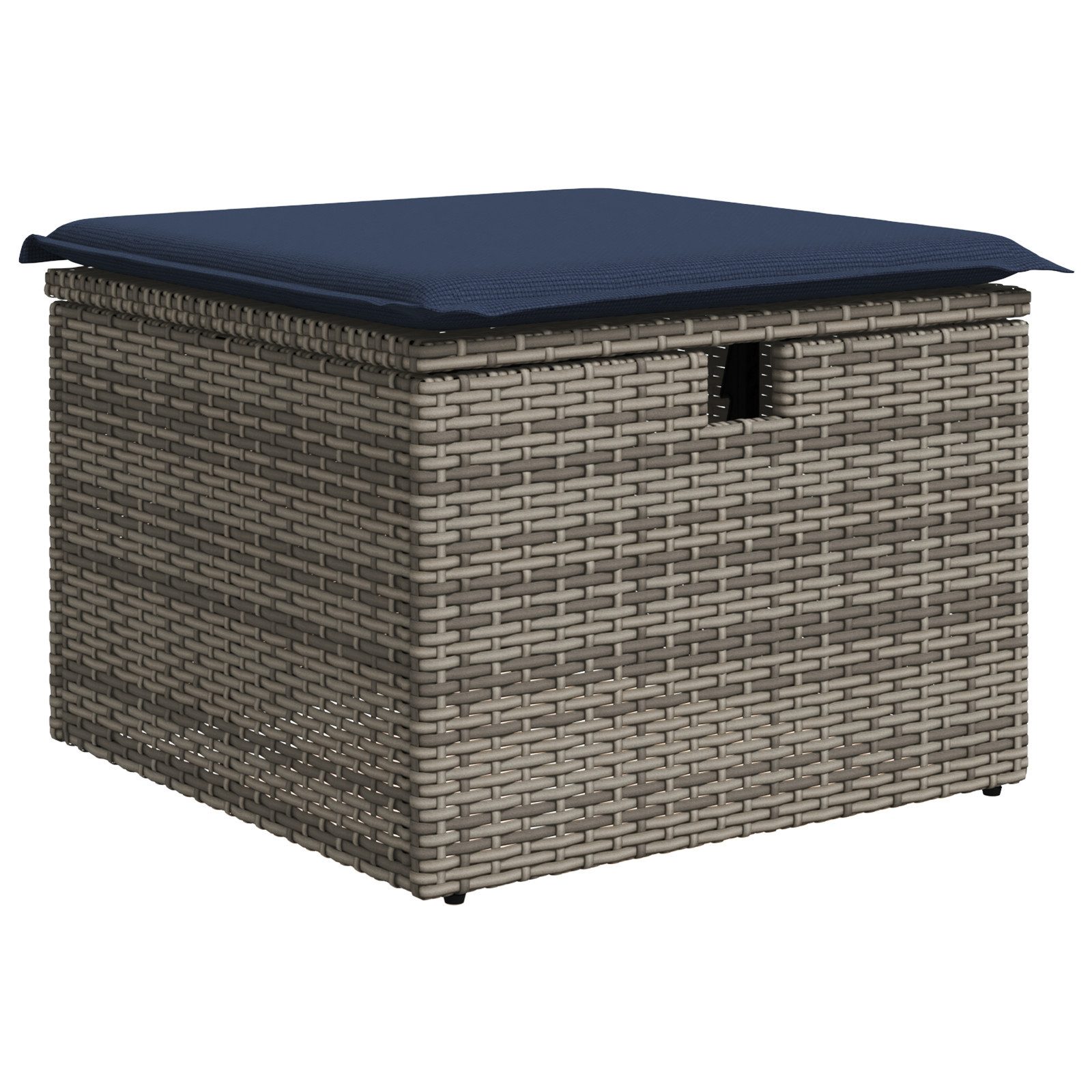 vidaXL Hocker Gartenhocker mit Kissen Grau 55 x 55 x 37 cm Poly-Rattan (1 St)