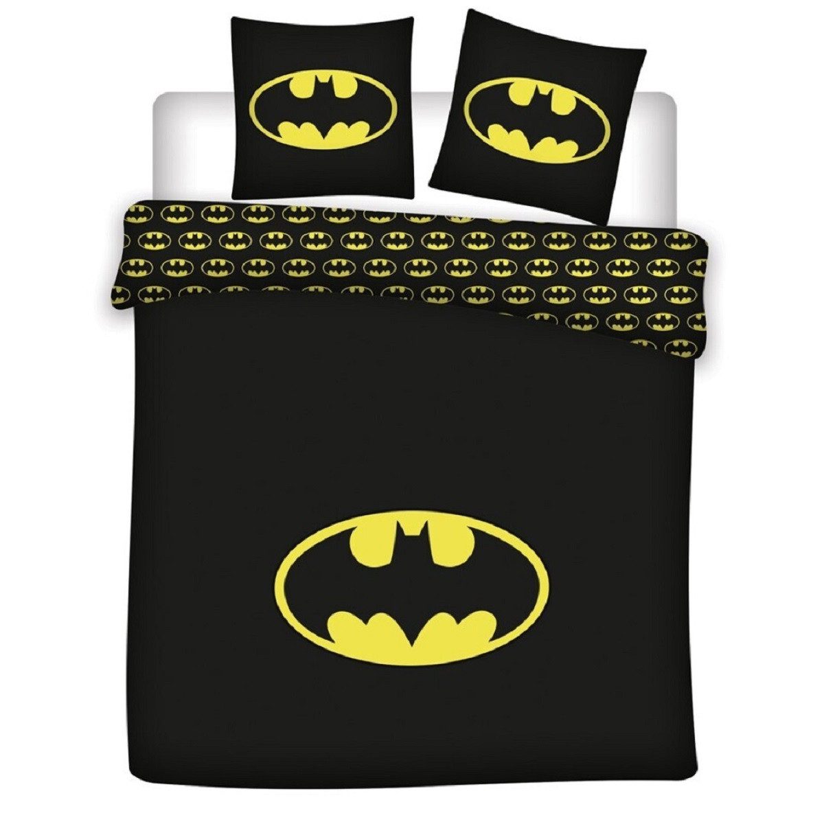 Batman Bettwäsche 3-teiliges Set – 1x Deckenbezug (240x220) & 2x Kissenbezug (63x63 cm), 3 teilig