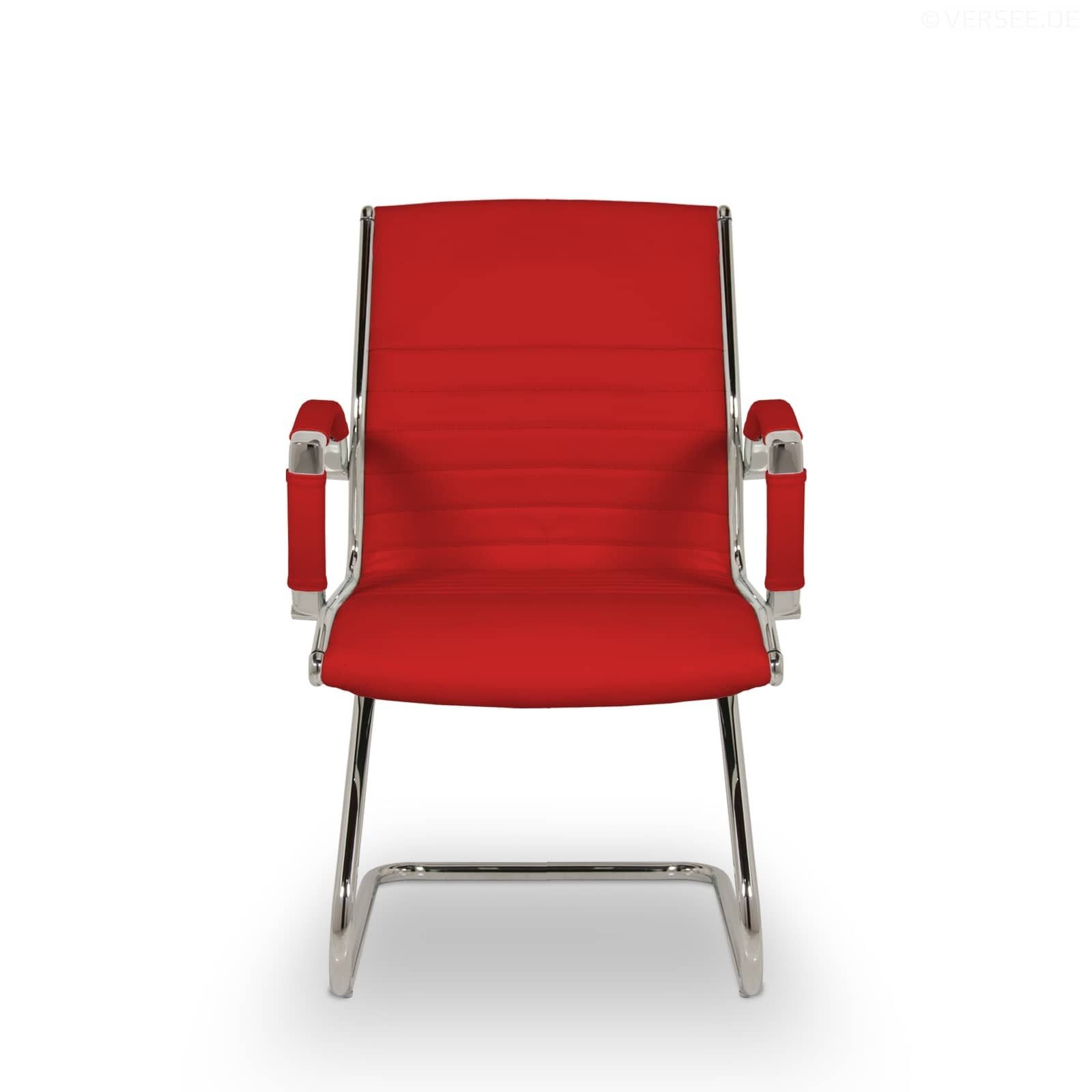 Versee Besucherstuhl VERSEE Montreal Konferenzstuhl Leder, 150kg belastbar, ergonomisch (Freischwinger für Home Office und Büro), mit Lendenstütze, gepolstert, hervoragende Freischwingereigenschaften