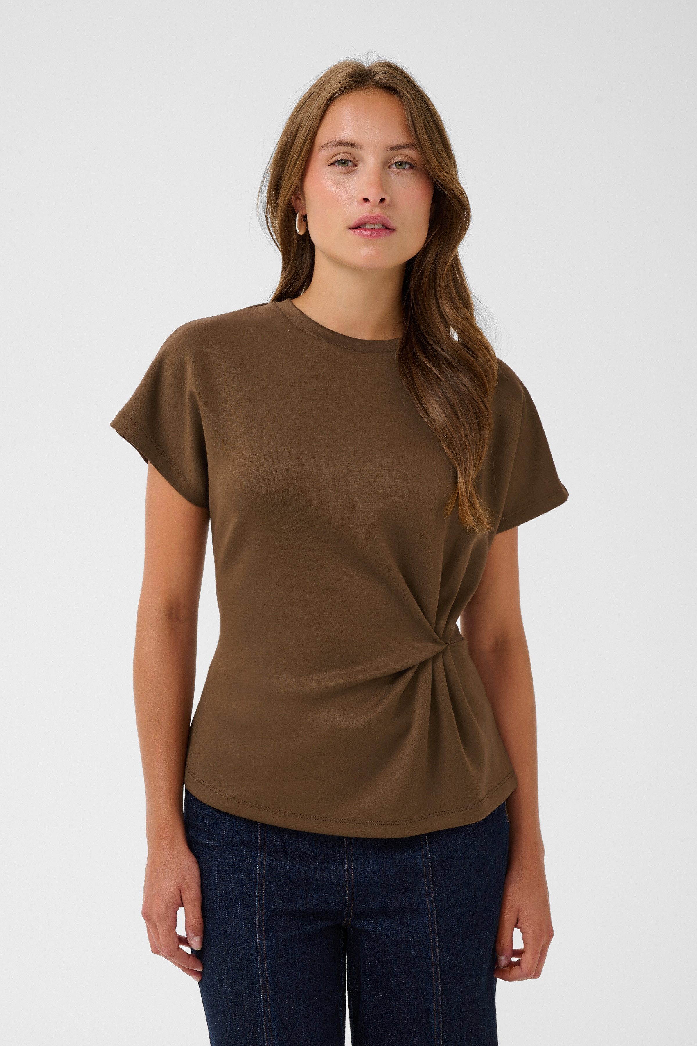Saint Tropez Kurzarmbluse TheoSZ Blouse Materialmix, Fitted