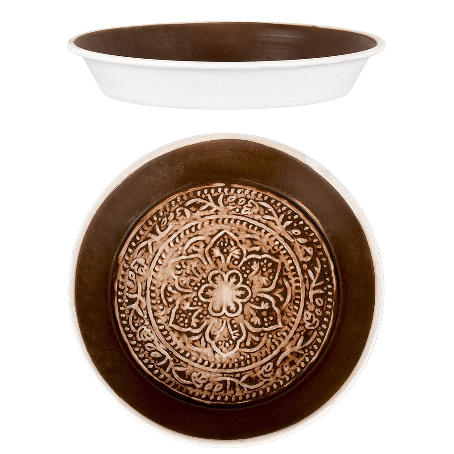 Marrakesch Orient & Mediterran Interior Dekotablett Orientalisches Tablett Tantar handgefertigt aus Metall, Orange, 18 cm (1 St), Handarbeit