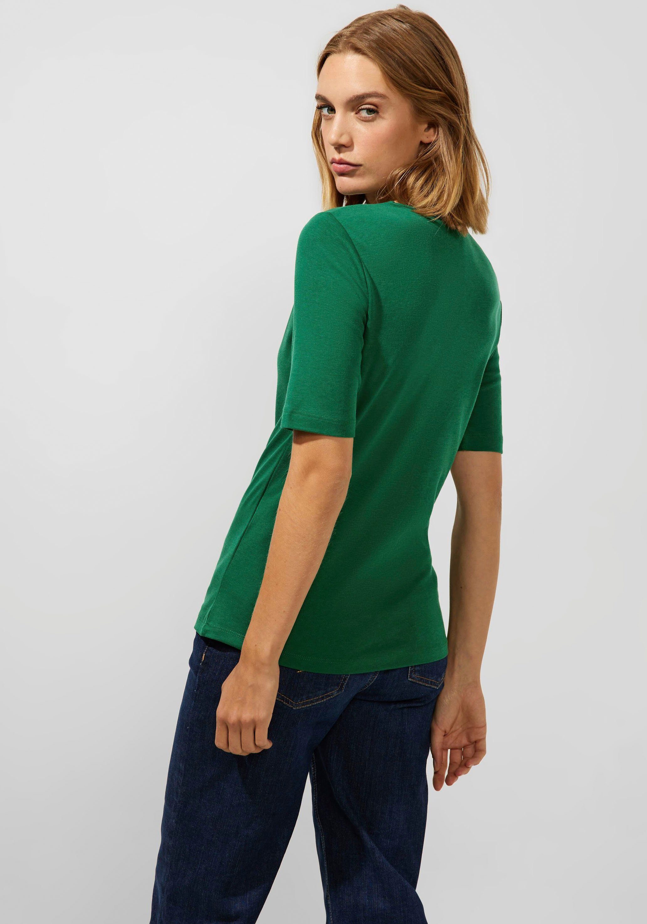 Angebot anführen STREET ONE T-Shirt im Materialmix Style neuen Baumwolle und Modal Palmira, Weicher aus