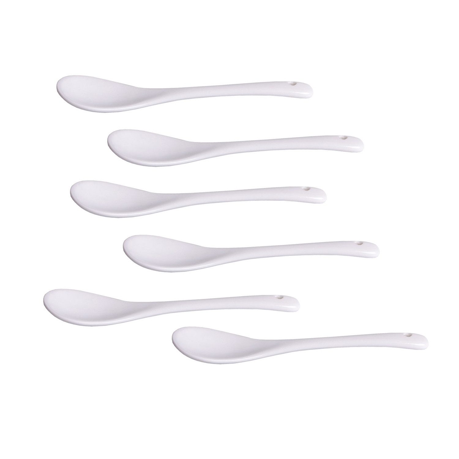 HIT Trading Eierlöffel Eierlöffel, 12,5 cm, Porzellan weiß, weiß (6er Pack)