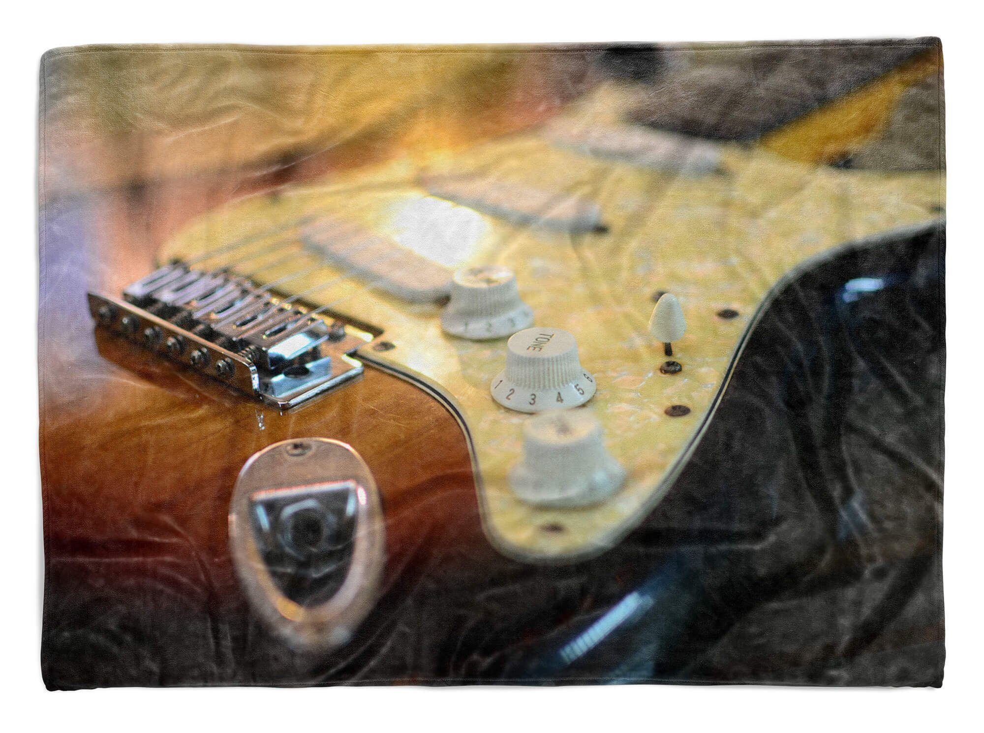 Baumwolle-Polyester-Mix Handtücher Handtuch Kuscheldecke E-Gitarre mit Strandhandtuch Saunatuch Gitarre, Fotomotiv Sinus Handtuch Art (1-St),