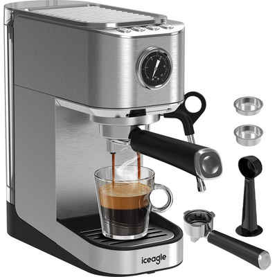 Aoucheni Espressomaschine Professionelle Portafilter-Maschine,Automatische Absperrung, 1400W, Korbfilter, mit Profi-Milchaufschäumer,20 Bar Hochdruckpumpe,mit 1L Wassertank