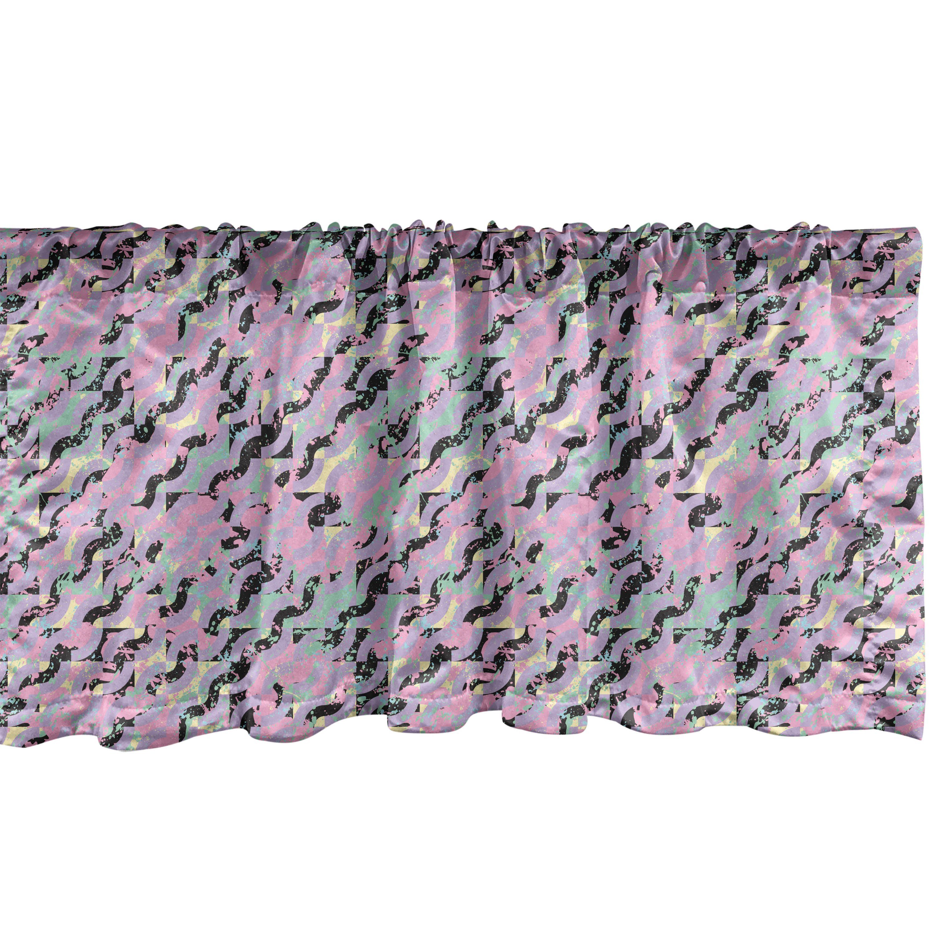 Scheibengardine Vorhang Volant für Küche Schlafzimmer Dekor mit Stangentasche, Abakuhaus, Microfaser, Panne Pastel Abstract Waves