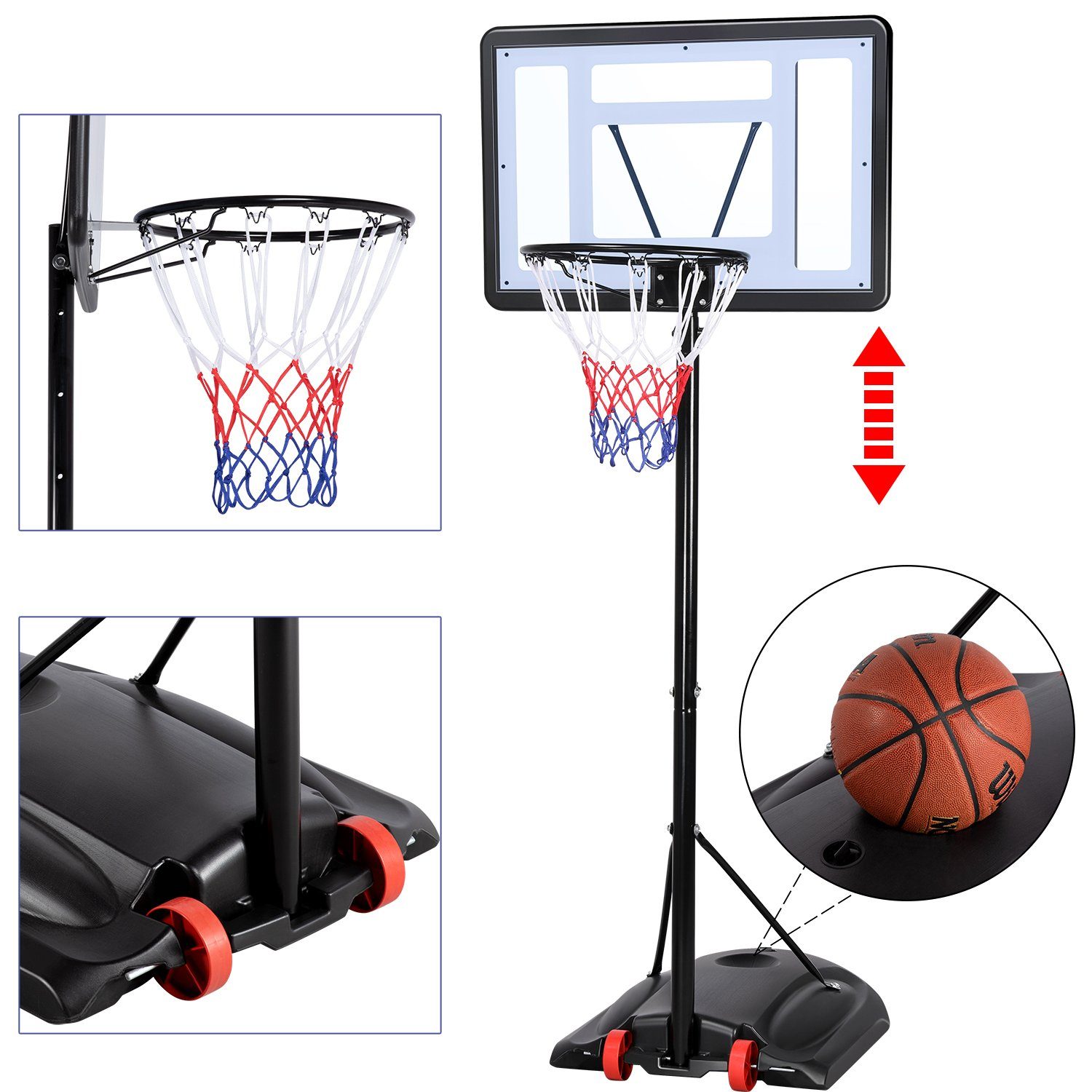 Yaheetech Basketballständer 279 Korb cm bis 219 Basketballkorb, cm, Ø42