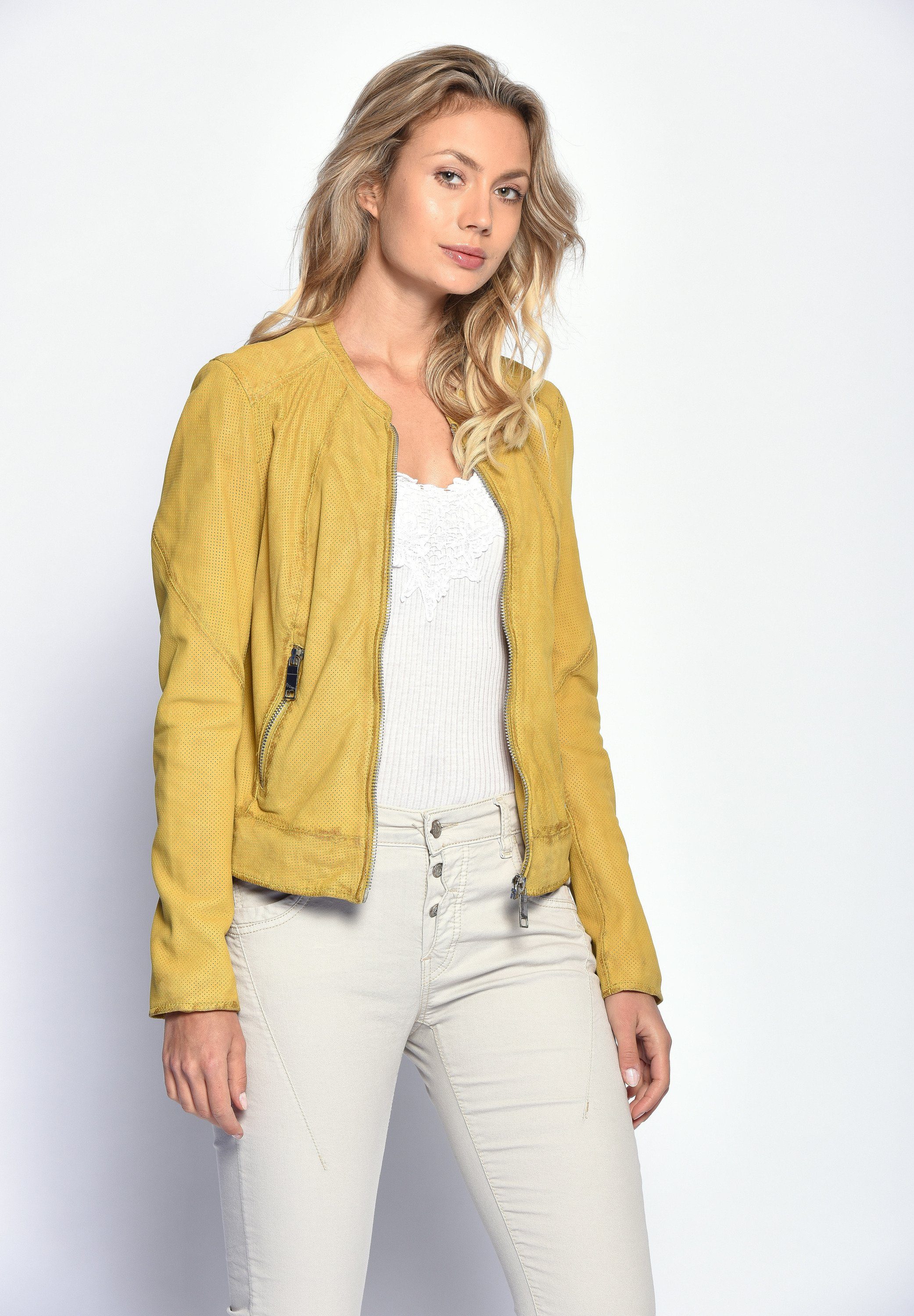 yellow Mabel Lederjacke Maze