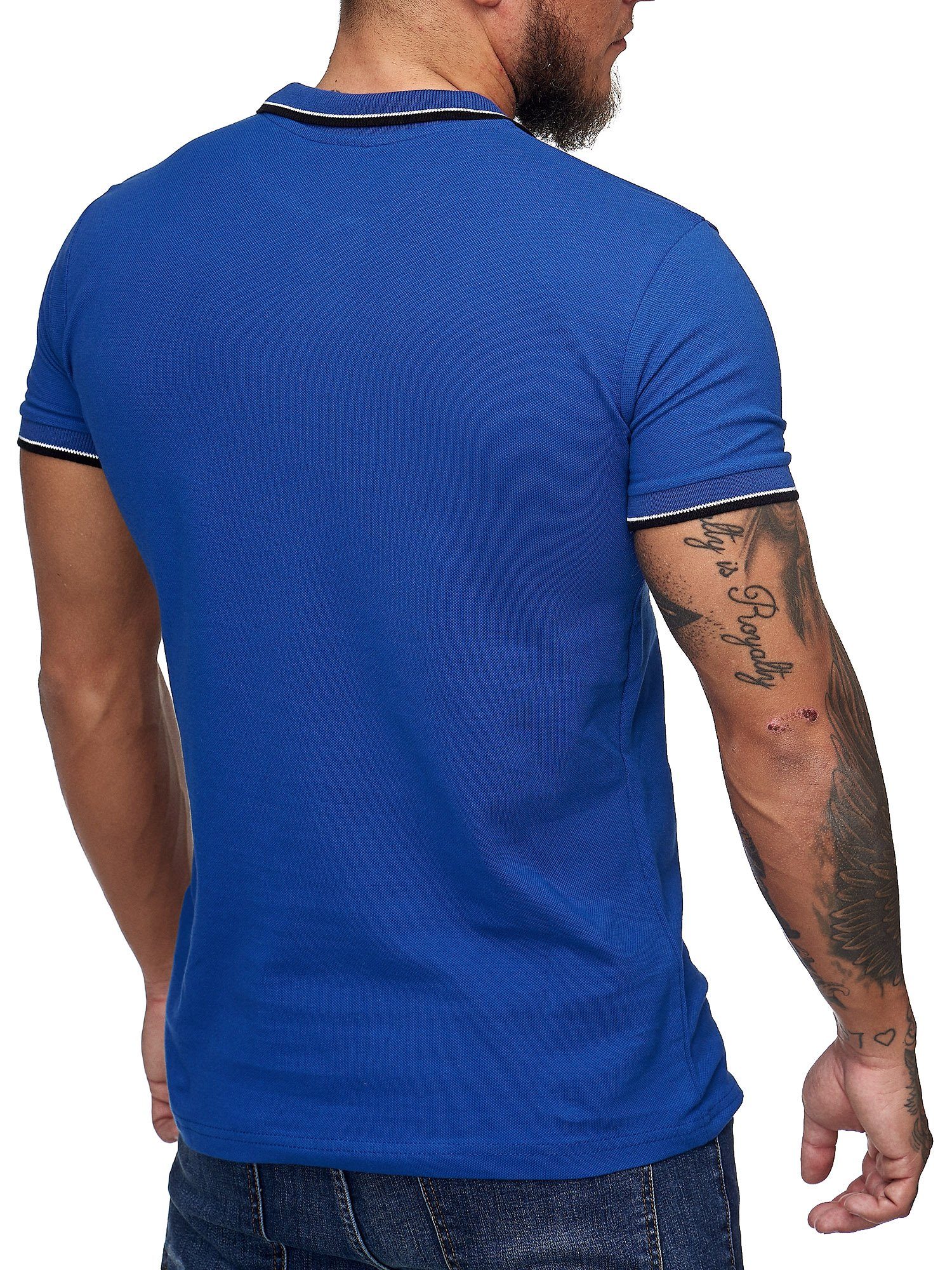 Poloshirt Blau Basic Einfarbig Kurzarm Code47 Polohemd T-Shirt Code47 Fit (1-tlg) Herren Slim
