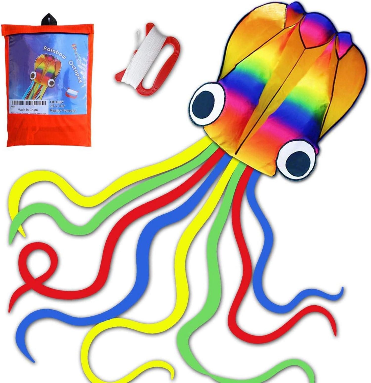 LuxusKollektion Kite Großer Octopus Летающие змеи Flugdrachen Regenbogen Schwänze Outdoor