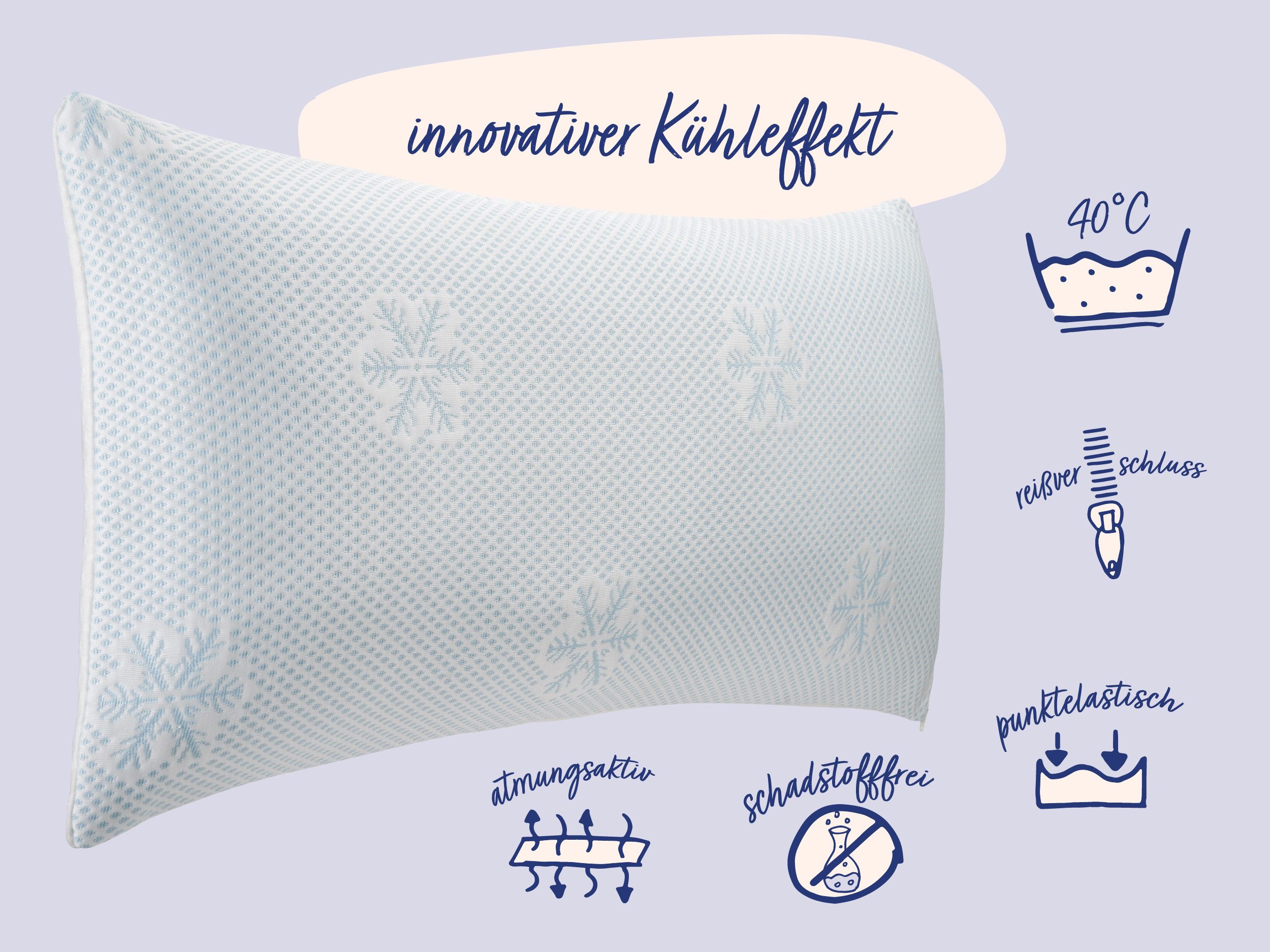 Nightlife Kopfkissen Nightlife Wendekopfkissen mit Kühleffekt für jede Jahreszeit, Füllung: viskoelatische Schaumstäbchen, Seitenschläfer, Bauchschläfer, Rückenschläfer, Wendekissen mit mit druckentlastendem Viskoschaum