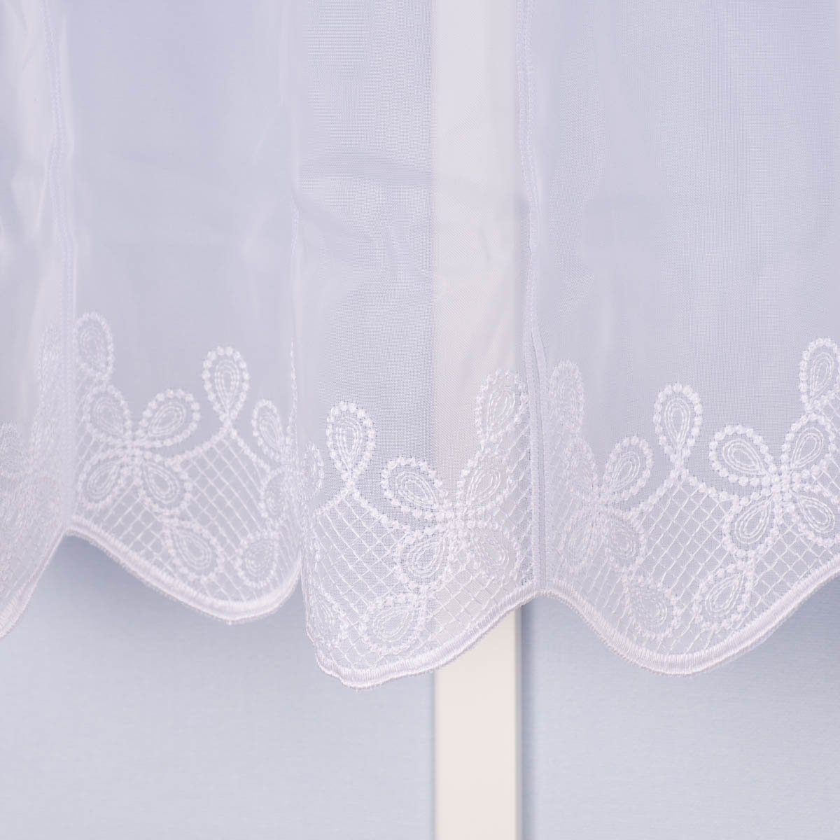 SCHÖNER LEBEN. Meterware Scheibengardine Meterware Voile Stickerei Ornamente nähfrei weiß 60cm, leicht perforiert, Polyester, bestickt