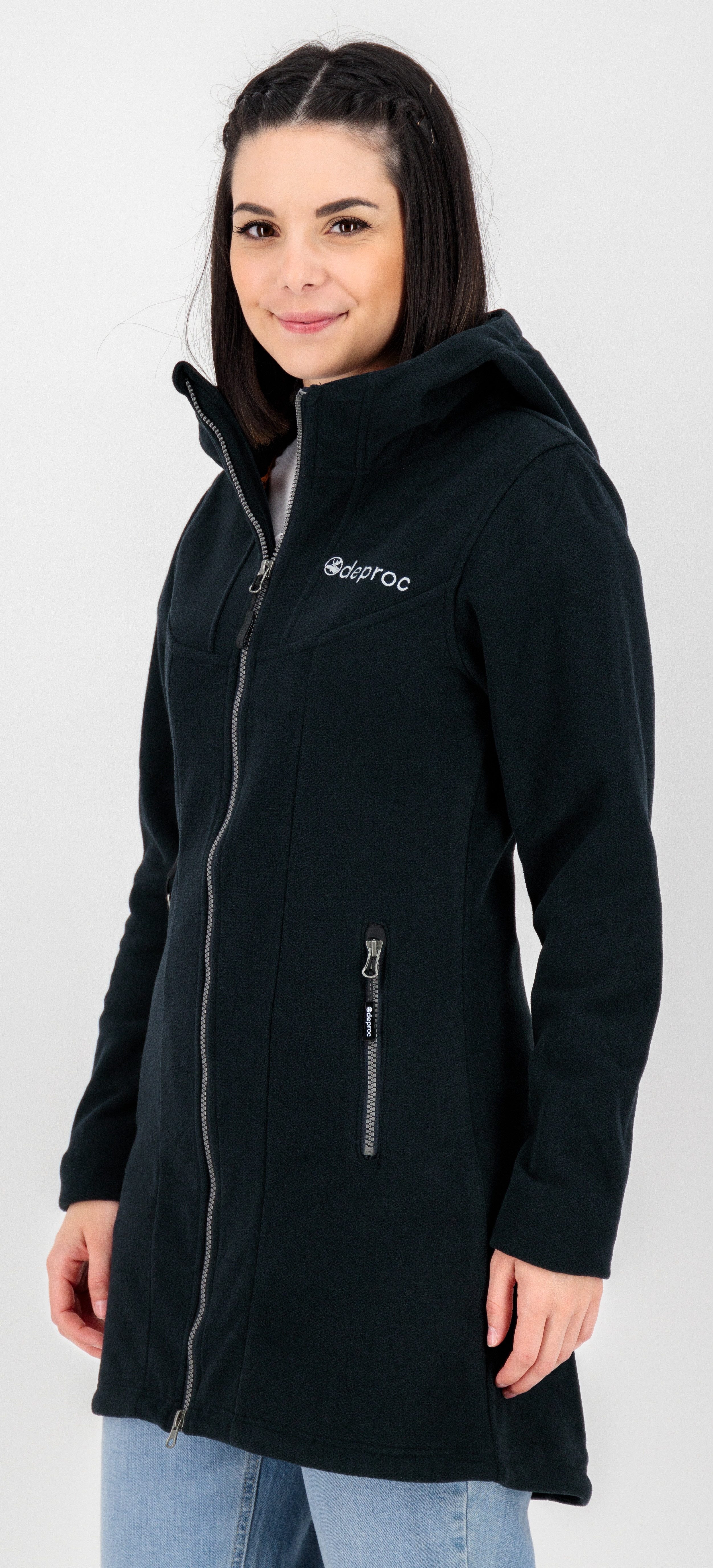 DEPROC Active Fleecejacke GLORY APRIL CS Strickfleecemantel, Fleecemantel auch in Großen Größen