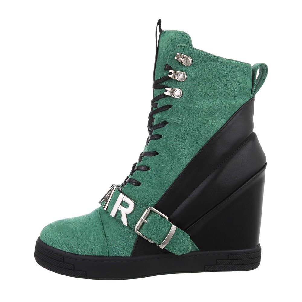 Ital-Design Damen Freizeit Schnürstiefelette Keilabsatz/Wedge High-Heel günstig online kaufen