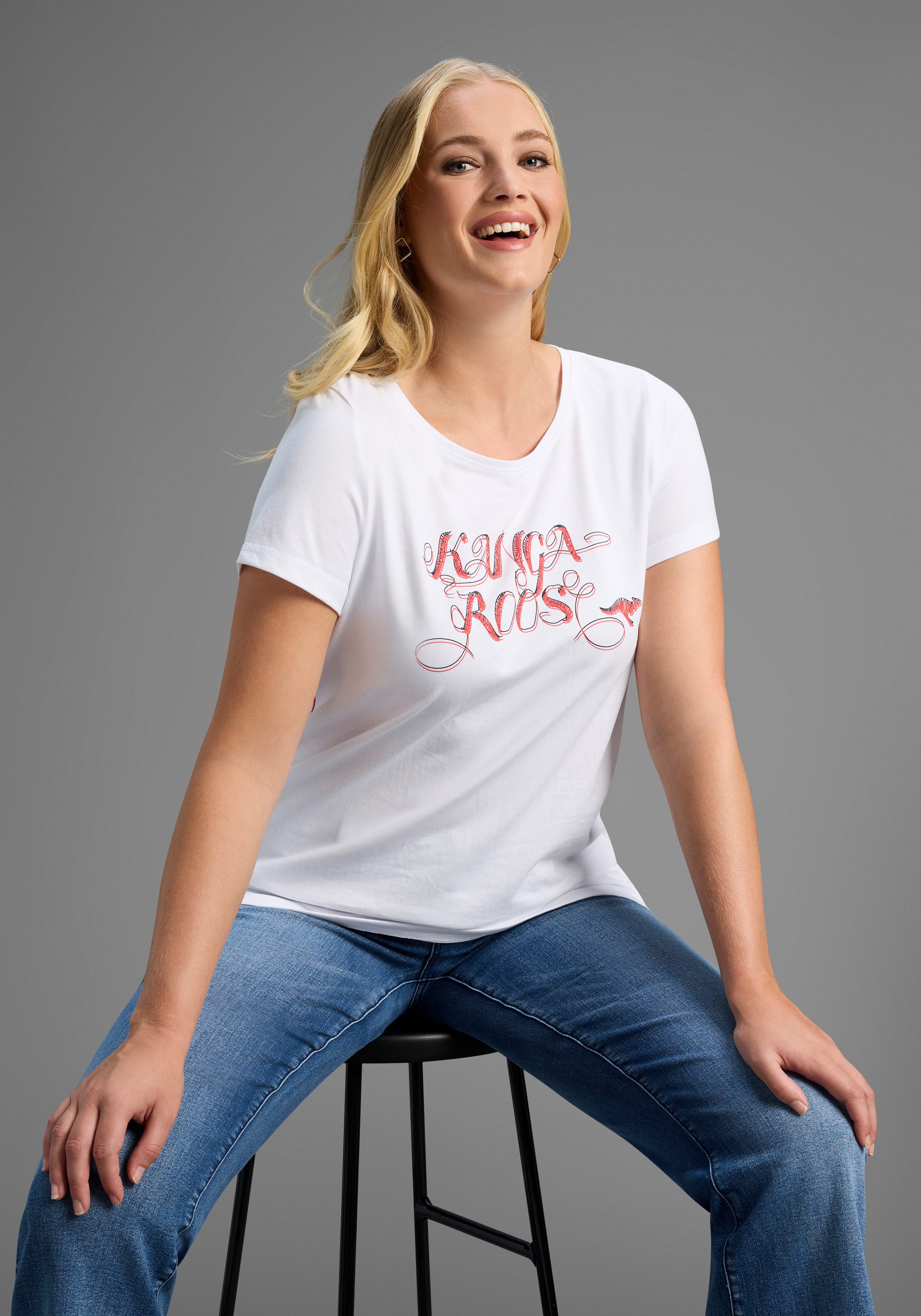 KangaROOS Longshirt (2er-Pack) Kurzarm, figurumschmeichelnde Passform, große Größen