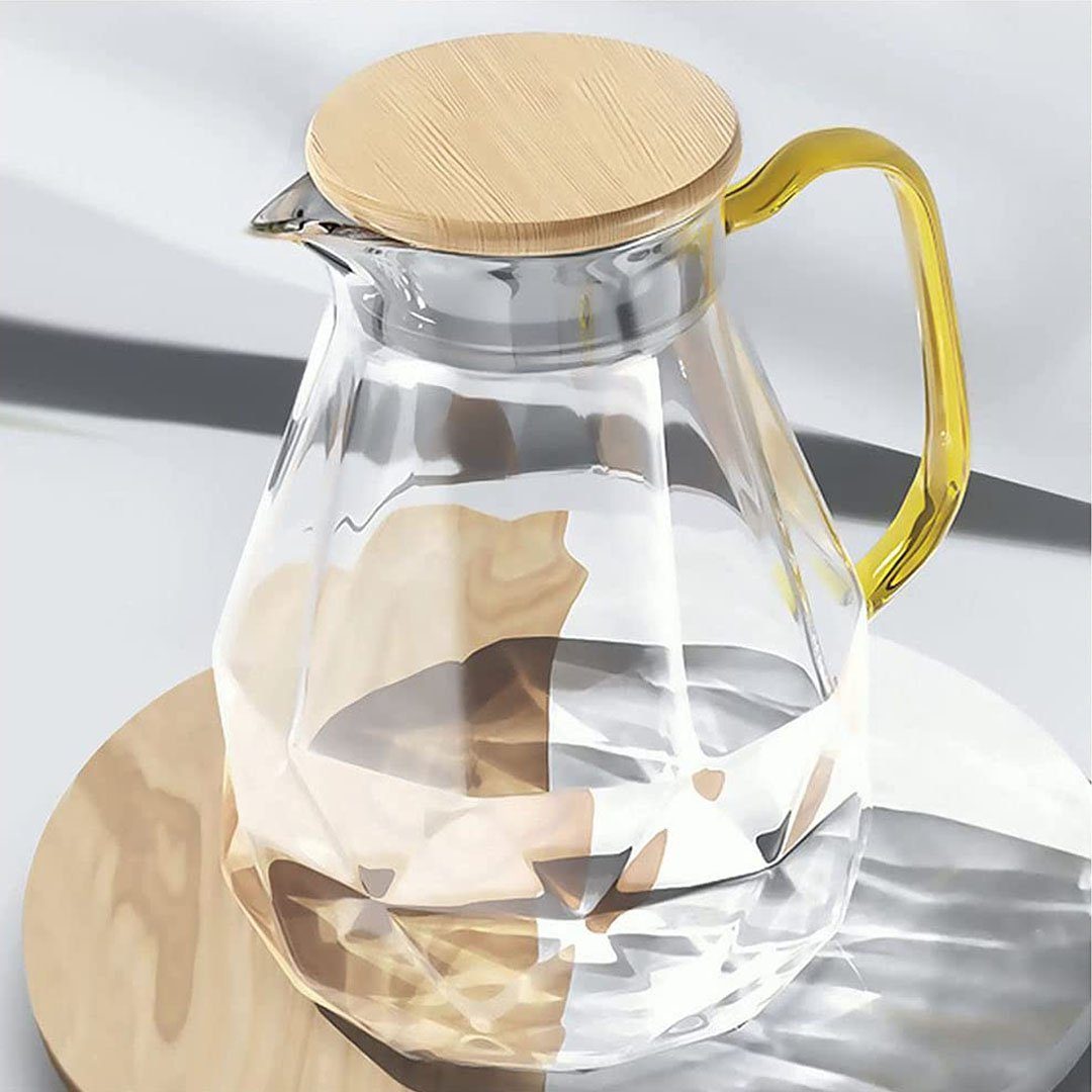 BEARSU Wasserkocher Glaskaraffe mit Bambus Deckel 1.8 Liter, Wasserkaraffe  im Modernen Diamant Design, Glaskrug mit Griff für Fruchteinsatz, langlebig  Hitzebeständig Wasserkrug für Eistee/Milch/Kaffee, 1.8 l online kaufen |  OTTO