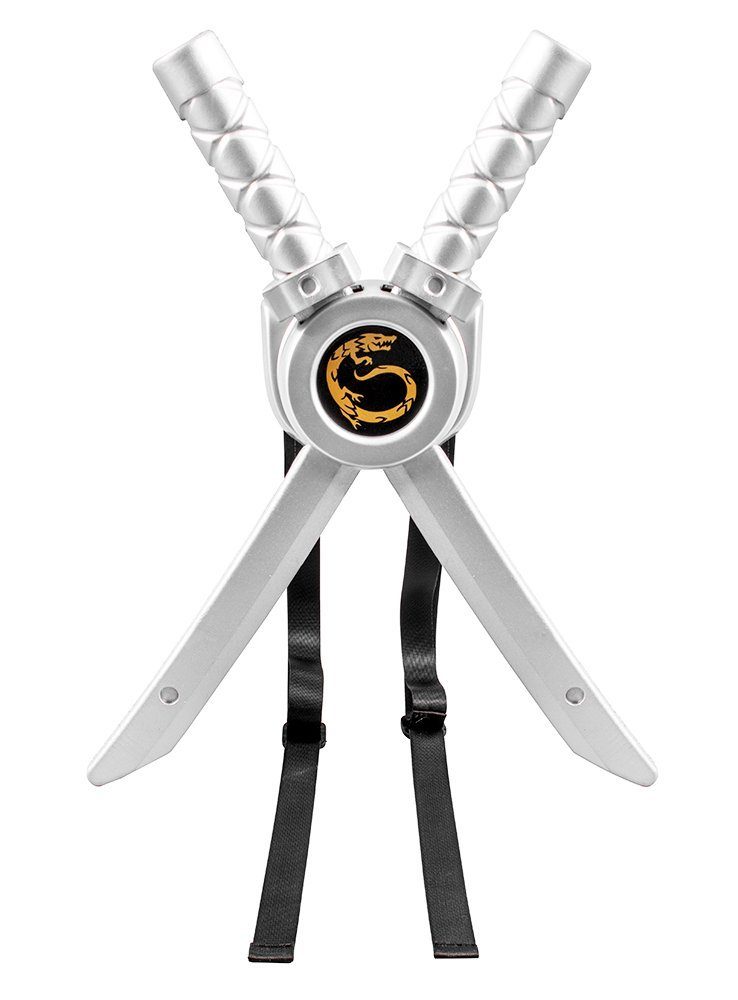 Metamorph Kostüm Lego Ninjago - Rückenschwerthalter Spielzeugwaffe, Halterung mit zwei Ninja-Schwertern im Lego-Style