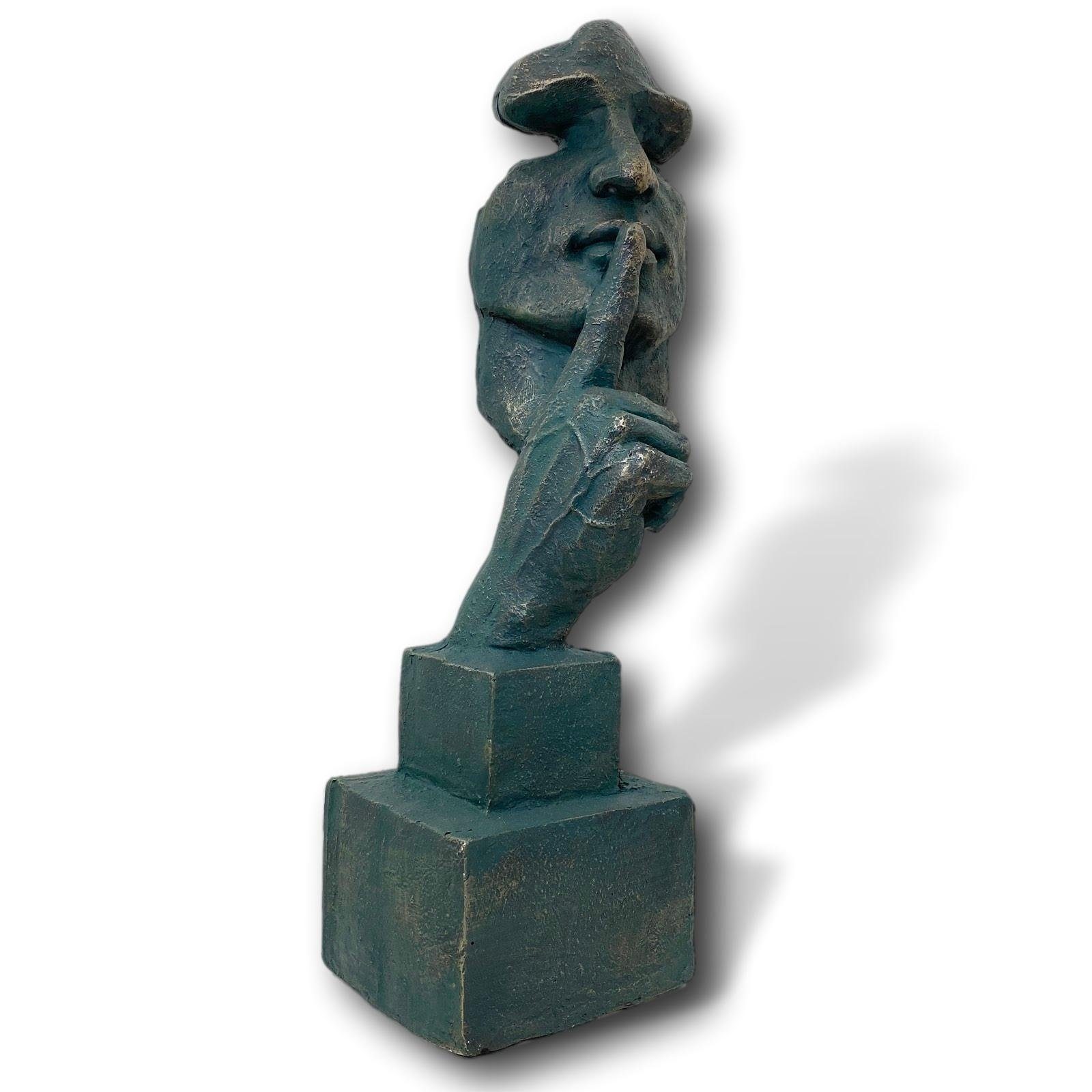 Skulptur "Der Anti Figur Dekofigur Aubaho Flüsterer" Gesicht Kunststein Dekoration Hand