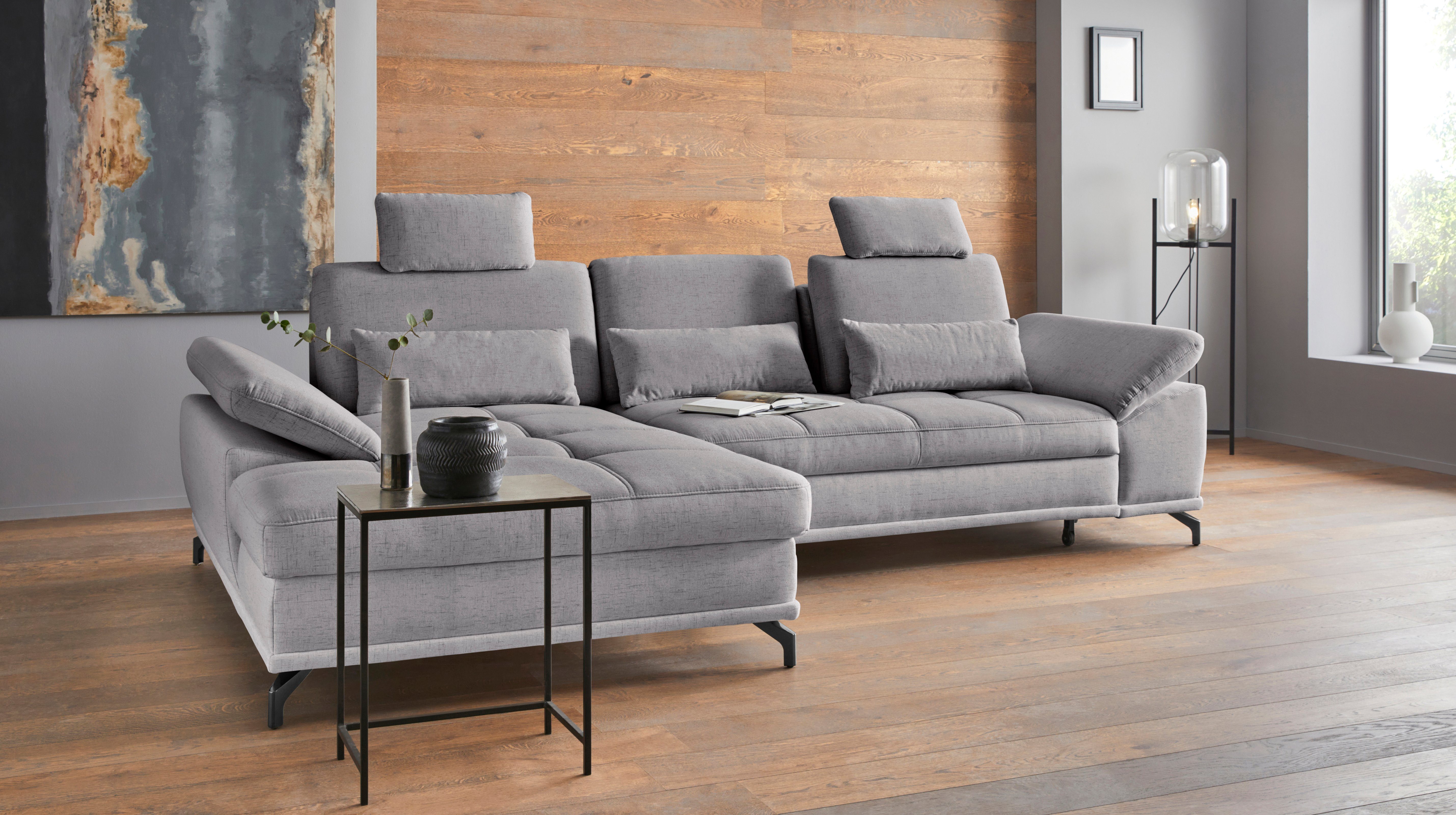 OTTO home Ecksofa Costello L-Form, Sitztiefen- & Armteilverstellung, 3 Nierenkissen, optional Schlaffunktion & Stauraum, Federkern
