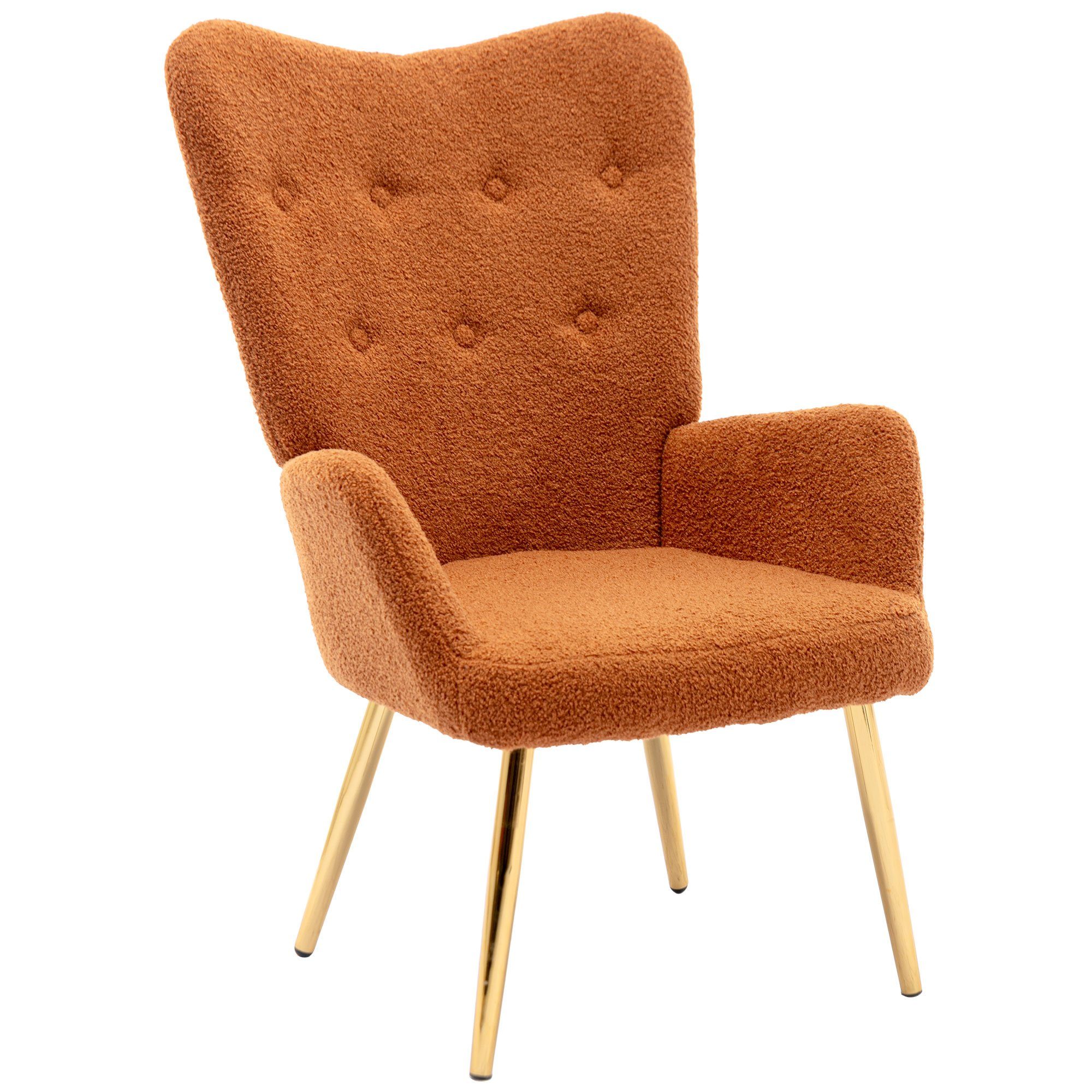Ohrensessel, Polstersessel mit Hocker Fernsehsessel, Teddy-Fleece